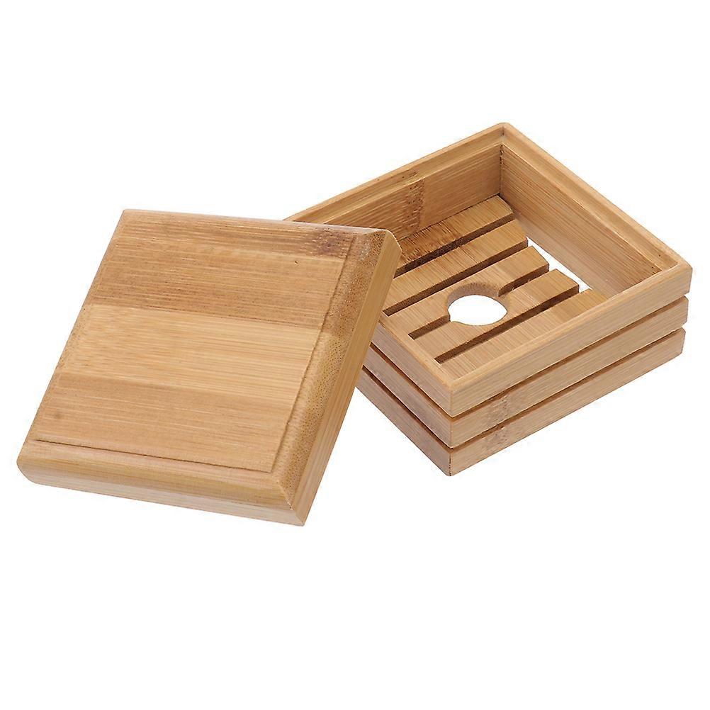 Bamboo Soap Box with Lid for Storage Beige Drainage Design Keeps Soap Dry 7.5 x 4.5 x 3 Inches