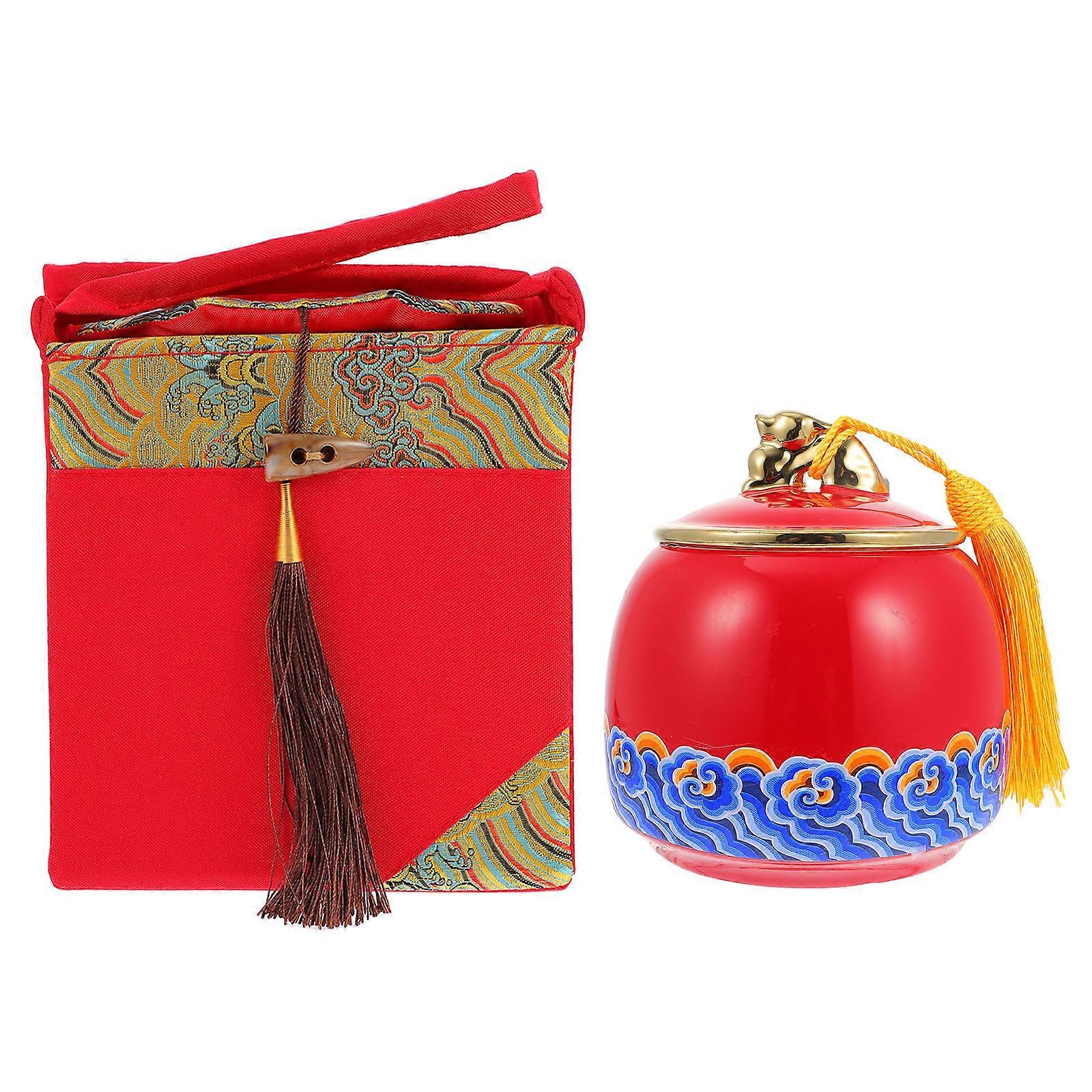 1 Set Ceramic Tea Canister Featuring Vintage Design For Tea Lovers With Moisture-proof Storage Function