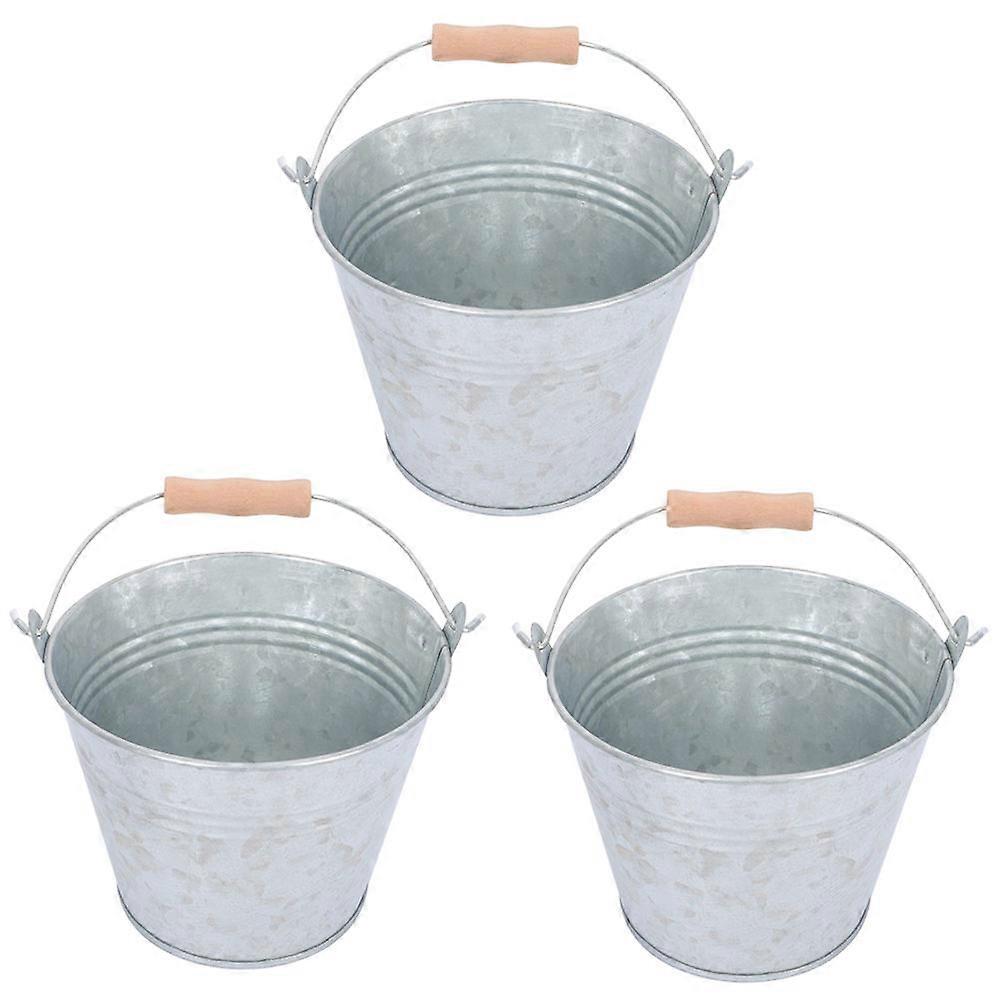 Coal Holder Iron Bucket for Fireplace Ashes Rustic Design for Grill Enthusiasts Wood Burning Stove Silver 14.5X11.5CM 3Pcs