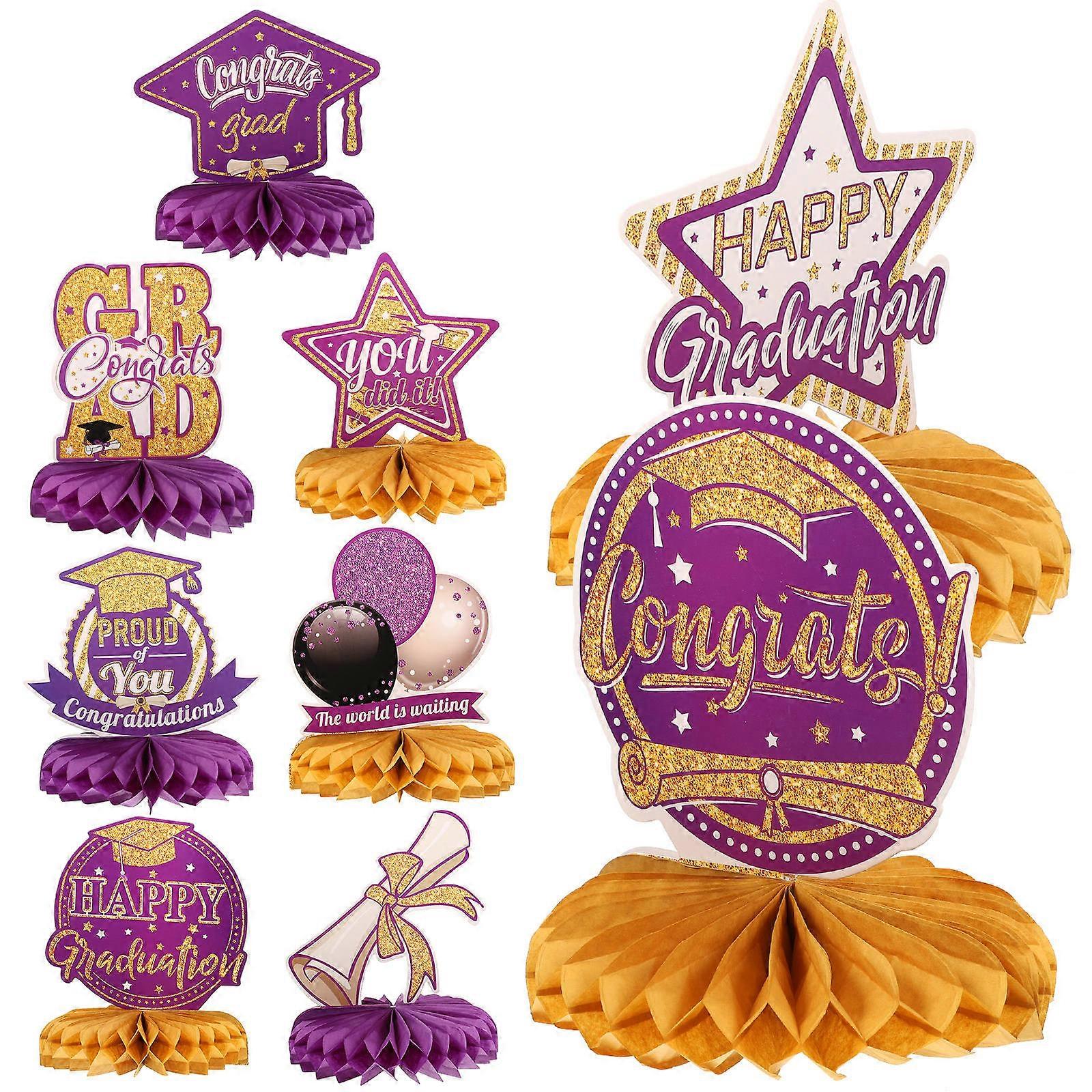 Graduation Season Honeycomb Table Centerpiece for Decor 1Set Violet