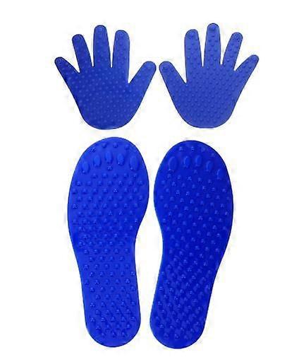 2 זוגות סמני נקודה: סמני ידיים ורגליים מונעי החלקה לילדים חינוך ופעילות למידה בגן בכיתה כחול