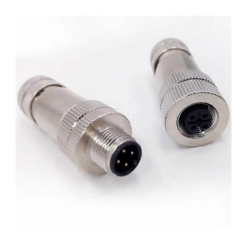 M12 Sensor Waterproof Connector Metal Signal Shielding Male Female Screw Threaded 4 5 8 Pin (Straight, Male Insert5P) MALE INSERT5P Straight