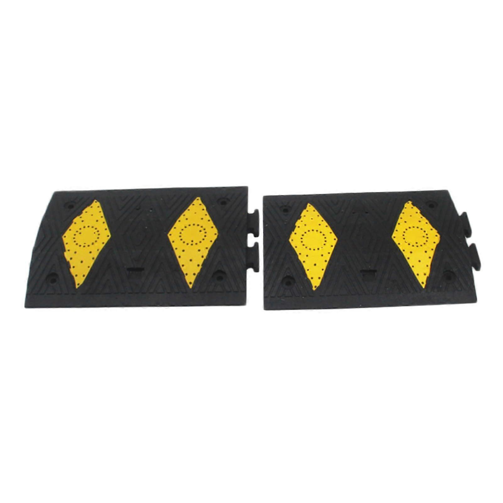 Rubber Speed Thresholds - 40 Inch Modular Driveway Ramps, Height 4 cm, Pack of 2, Parking Entrance Speed Bumps