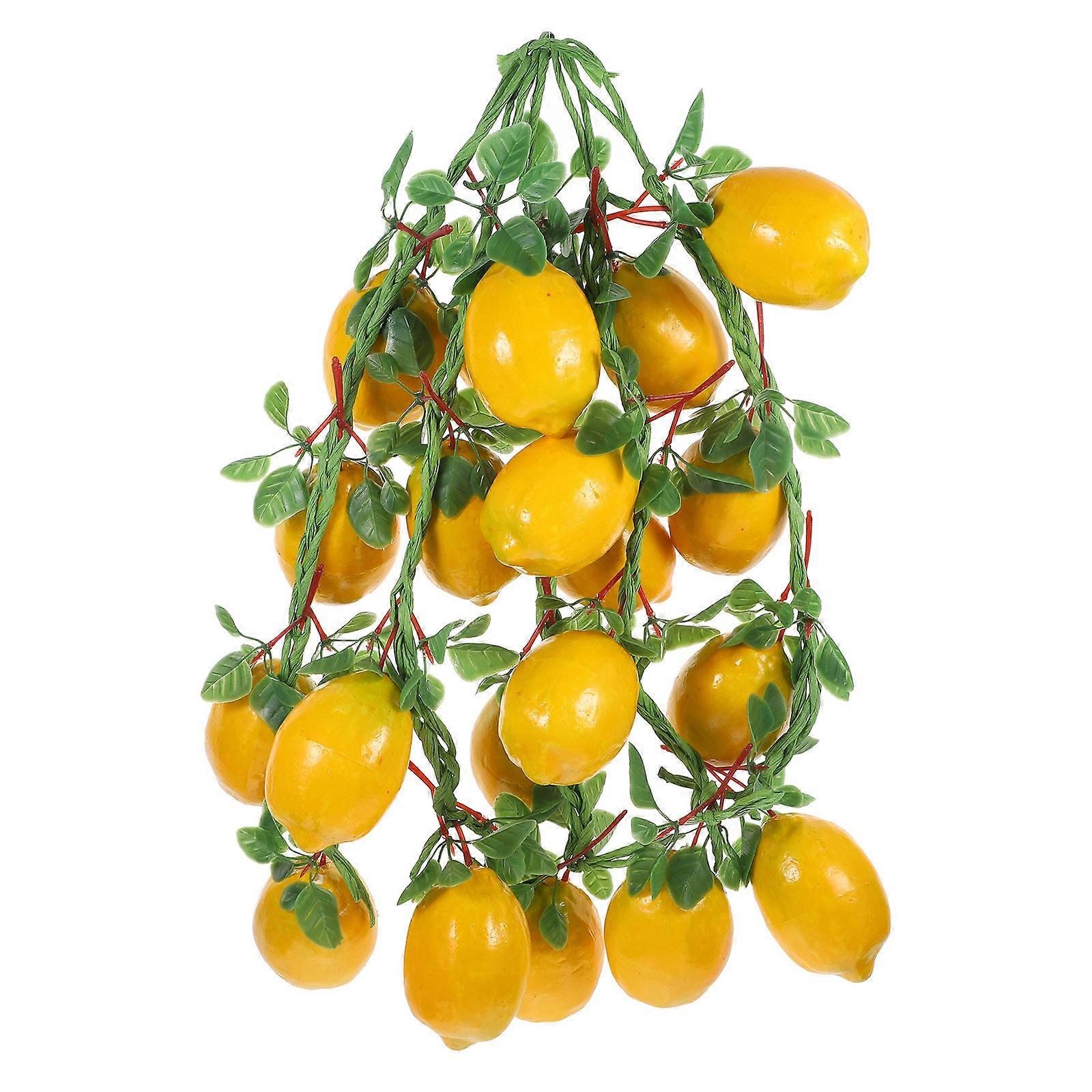 Fake Artificial Lemons Hanging String For Shooting Background 5Pcs Yellow Oval Decorative Item