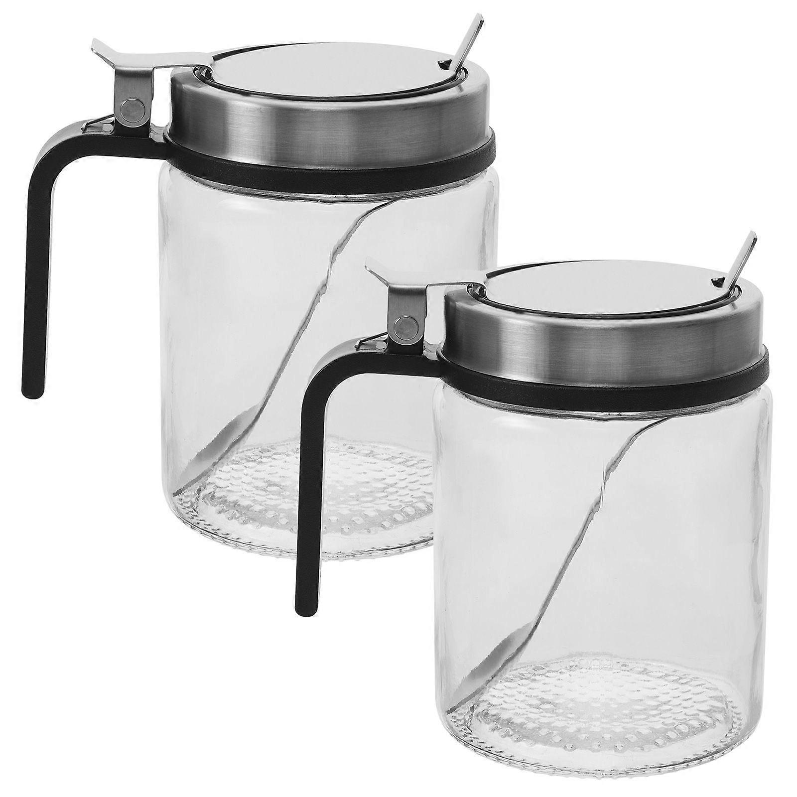 3 Sets Glass Spice Jars With Spoons Condiment Container Seasoning Jars Condiment Cruet Bottle Salt Peppers Sugar Storage Organizer for Kitchen