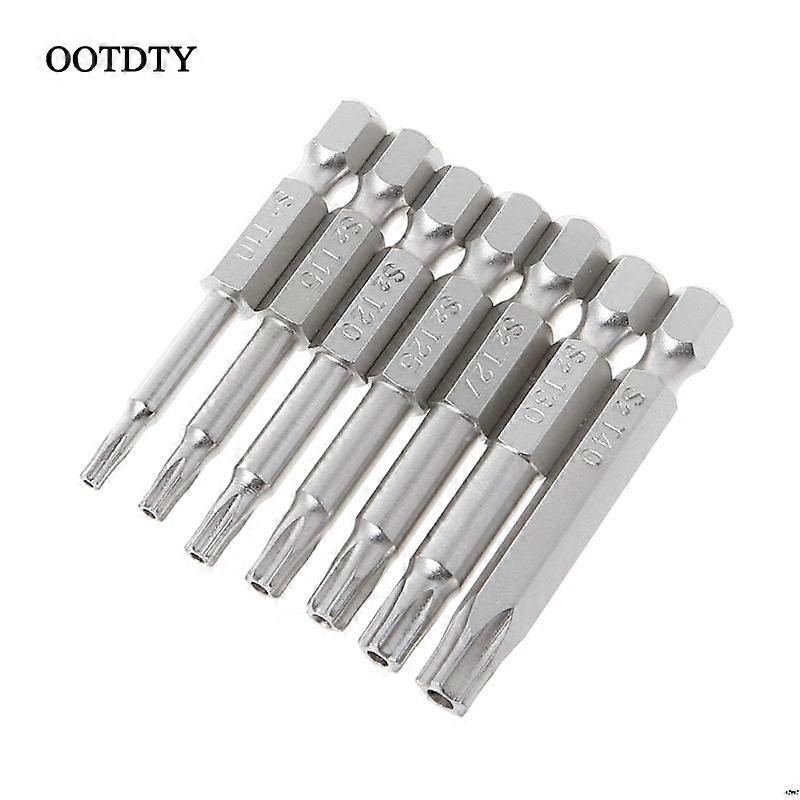7Pcs Star Drill Bits Magnetic Screwdriver 1/4" Hex Chuck Hand Tools Five-Pointed Star Hole T10-T40
