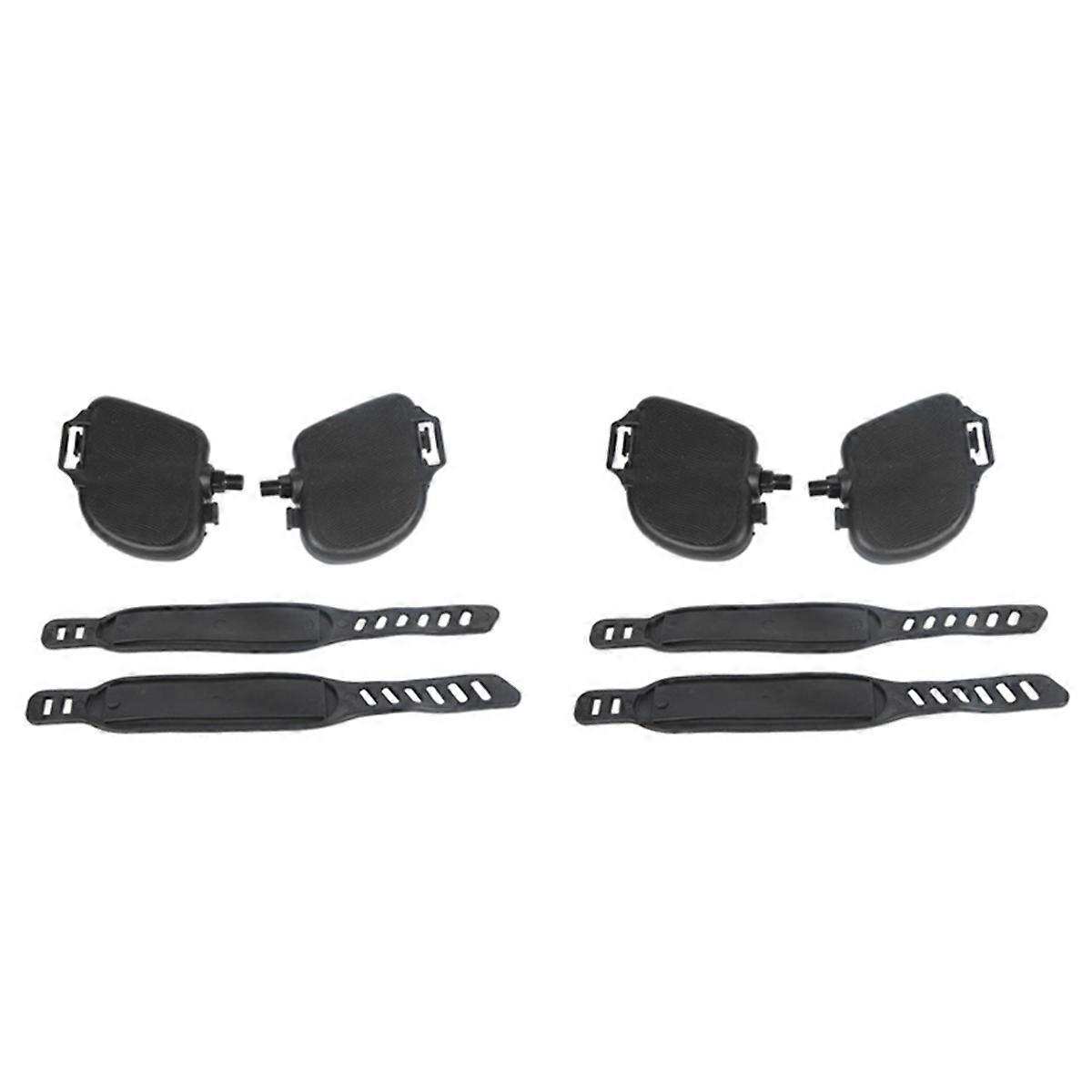 2Pair Exercise Bike Pedal Widened Bicycle Pedal with Pedal Straps for Exercise Bike Stationary Cycle