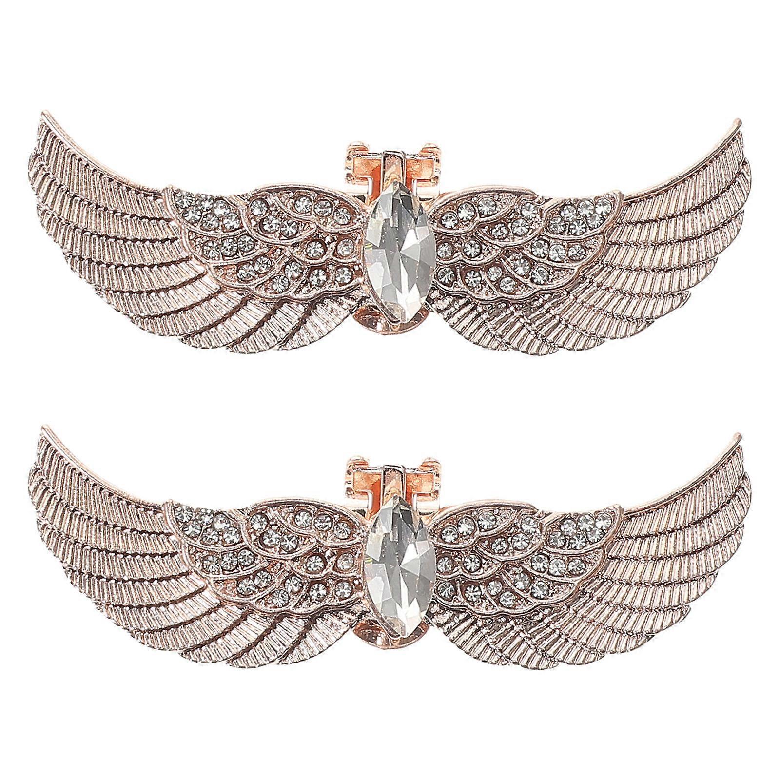 Sturdy Zinc Alloy Rhinestone Shoe Clips with Sparkling Crystal for Wedding Decoration Rose Gold 2 Pcs