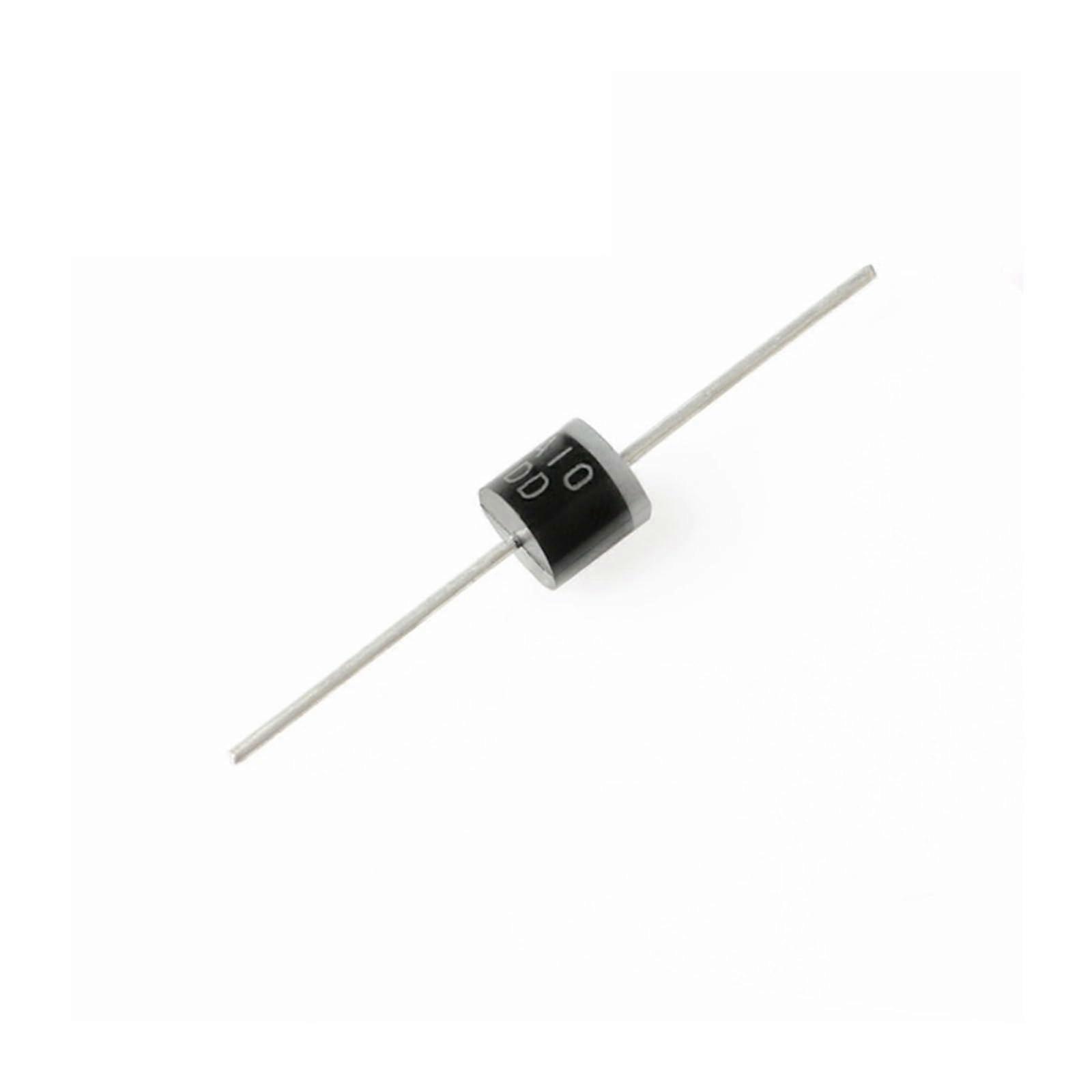 10A10 Electric Axial Rectifier Diode Pack of 10, 6A10, 20A10, 1000V, R-6 DIP, Color: Black, Size: 10A10