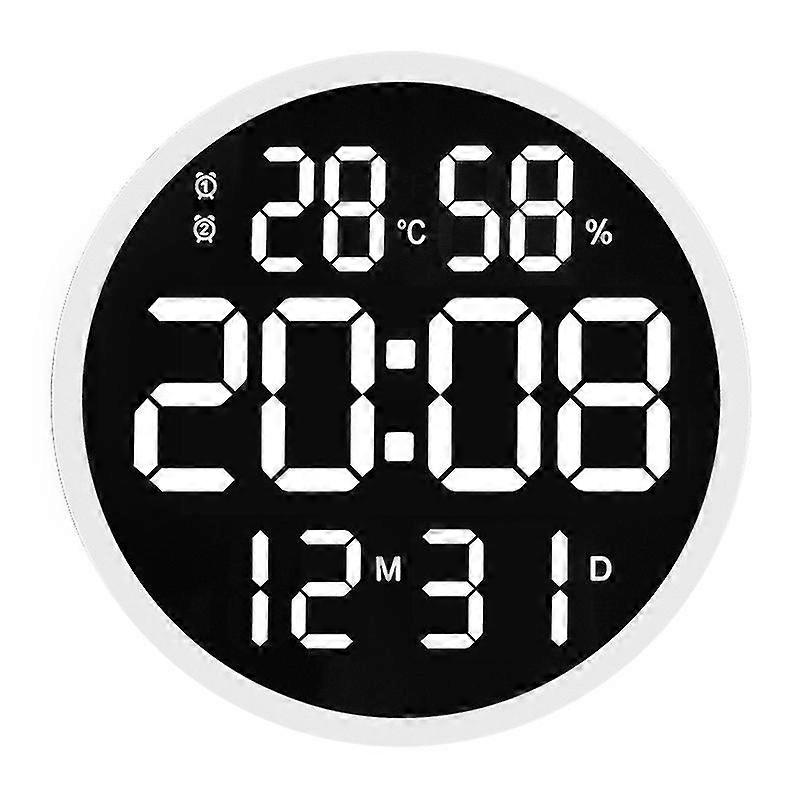 LED Digital Smart Wall Clock Large Number Temperature Humidity Display Electronic Clock Modern Design Home Decor White