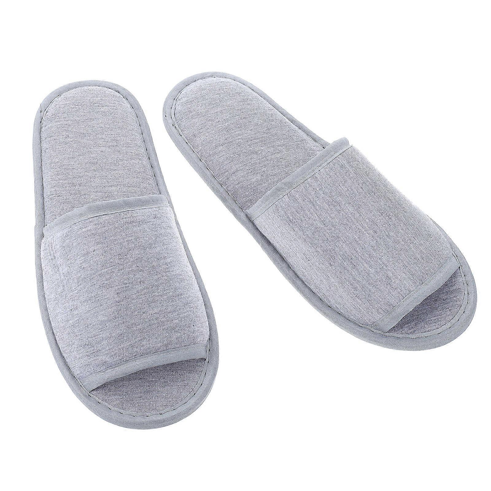 Lightweight Cotton Slippers For Hotel Use Indoor And Travel 1 Pair In Grey Color Foldable And Practical Design