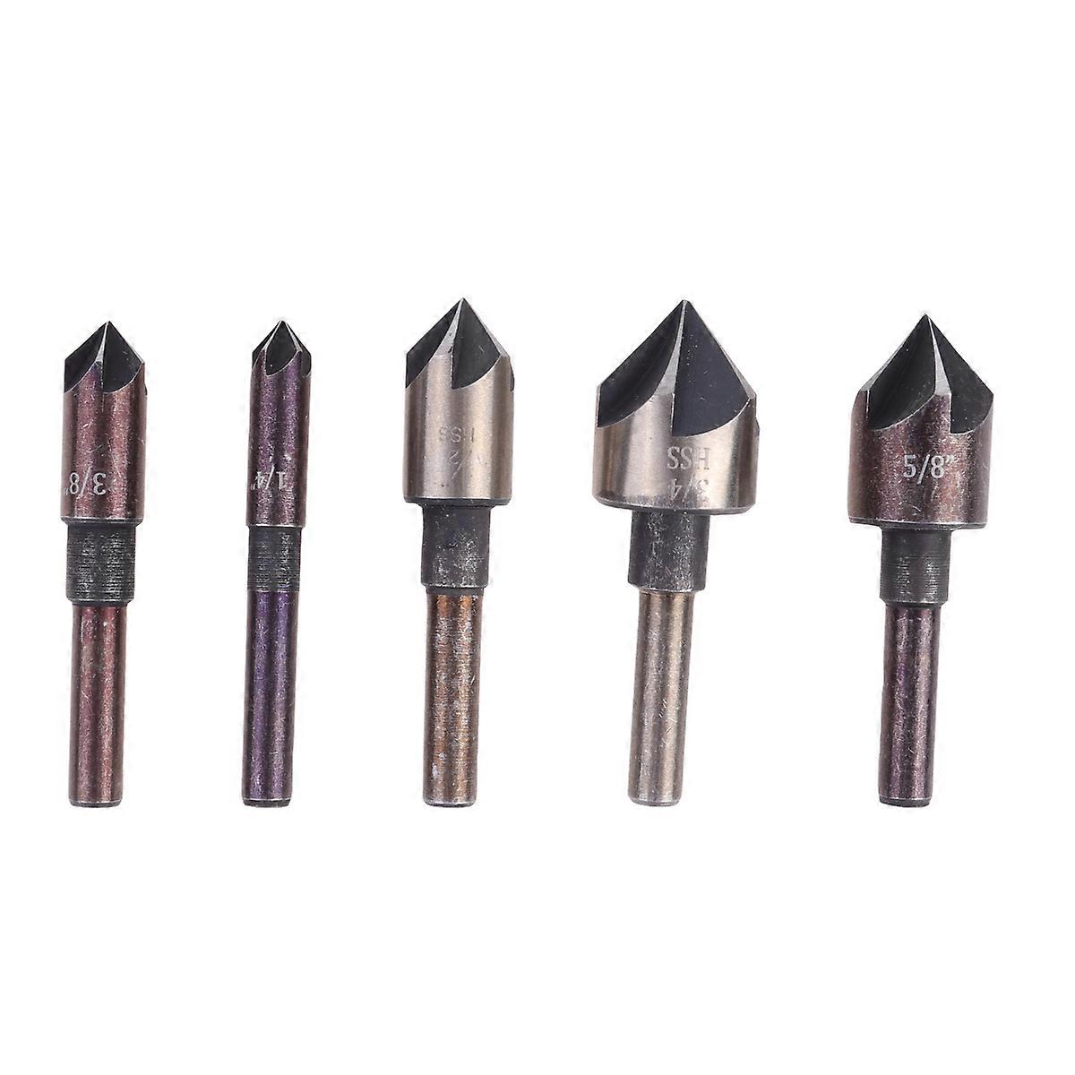 5pcs Carbon Steel Chamfer Tool High Speed Countersink Drill Bit for Woodworking Aperture Chamfering and Processing