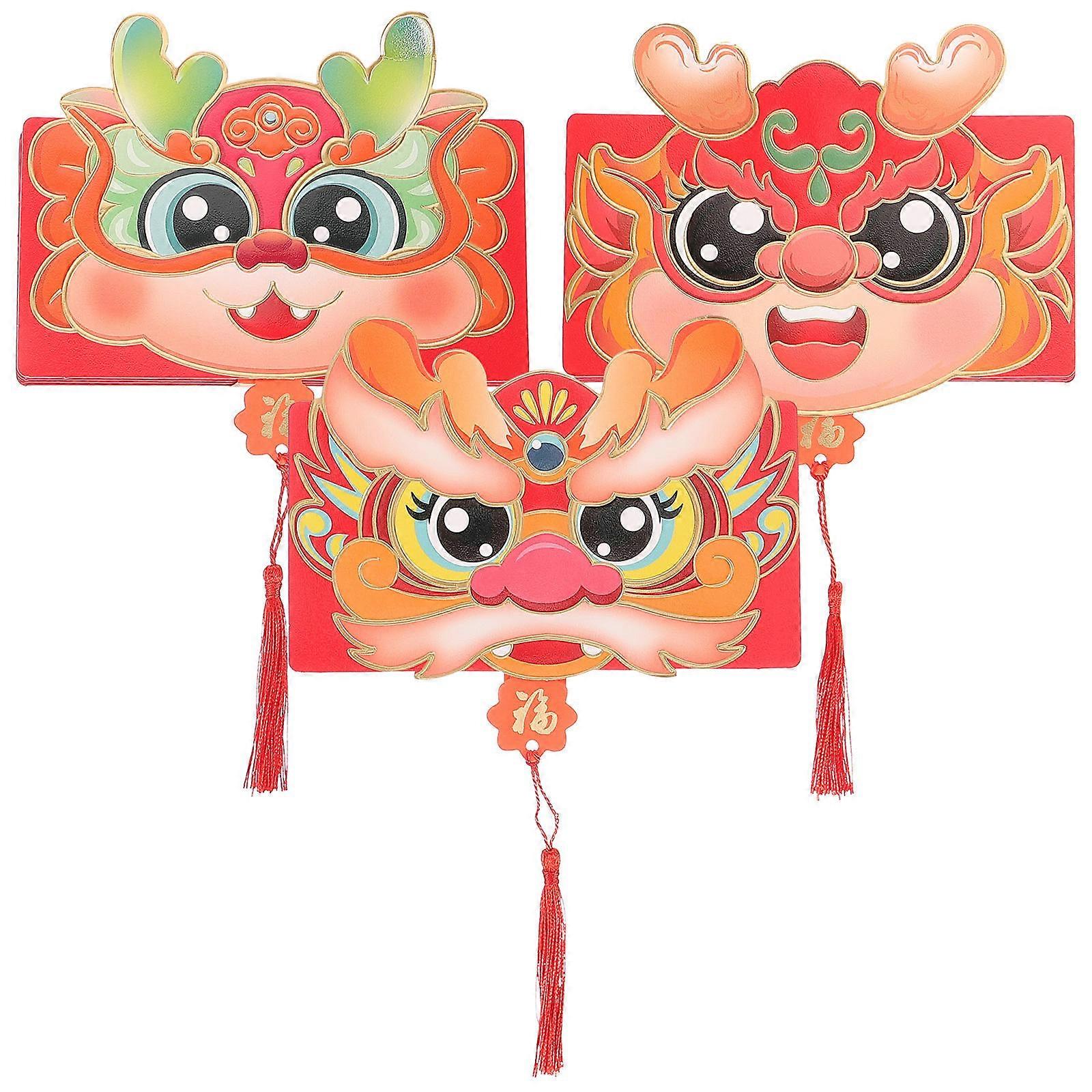 Red Luck Money Bag 3Pcs Spring Festival Money Packets 17x12.5cm Traditional Design For Birthdays And Family Events