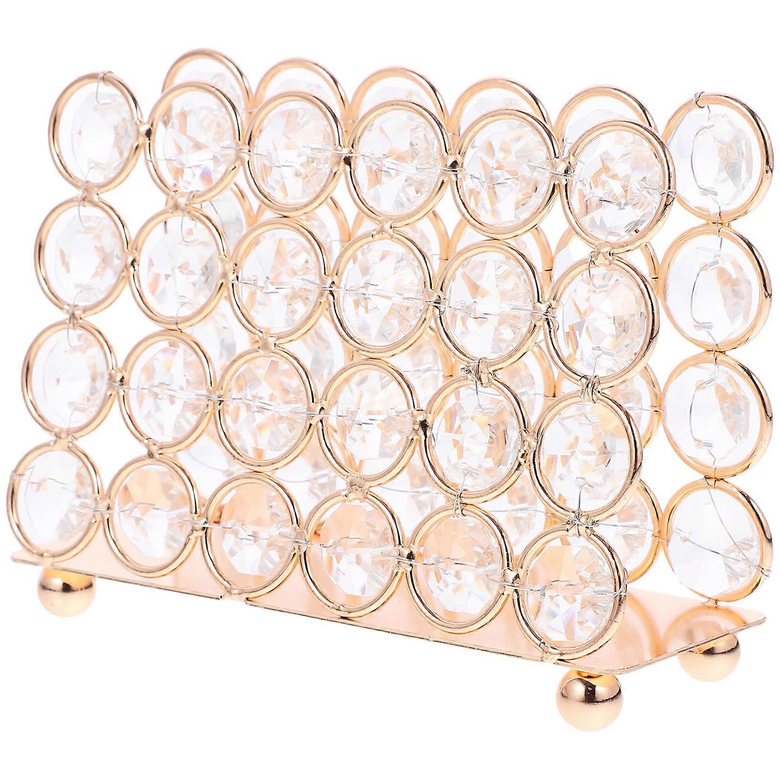 Golden Tissue Holder for Storage Use with Vertical Design and Square Base 7.9 Inches