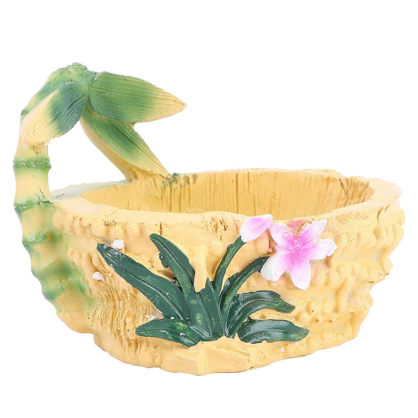 Resin Bamboo Root Shaped Planter for Decoration Lightweight Durable Brown 1 Pc