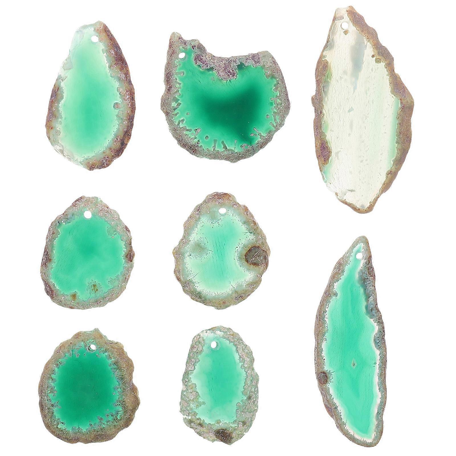 8pcs Natural Agate Pendants for DIY Jewelry Making – Unique Necklace Charms for Creative Decor