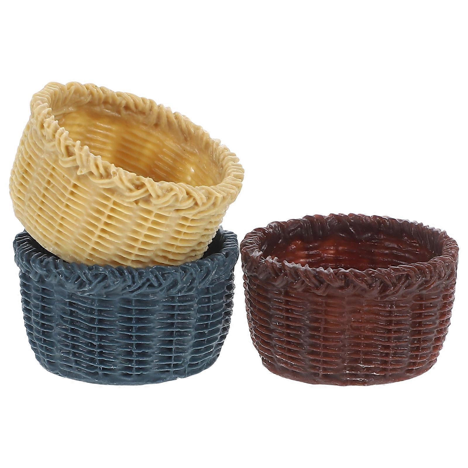 3個ミニバスケットモデル樹脂収納バスケットオーナメント装飾用アソートカラー