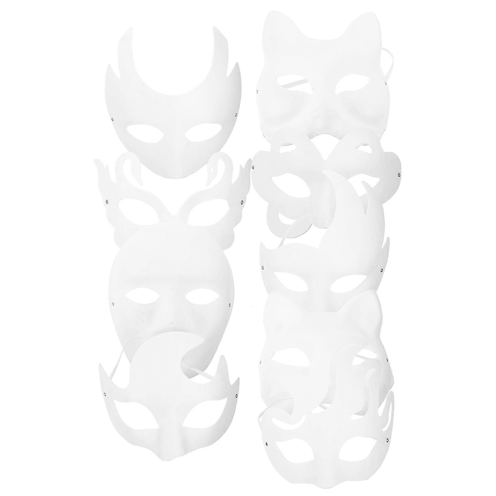 Paper Pulp Masks 9Pcs Blank Hand-Painted Masks For Art Class Various Sizes DIY Party Supplies