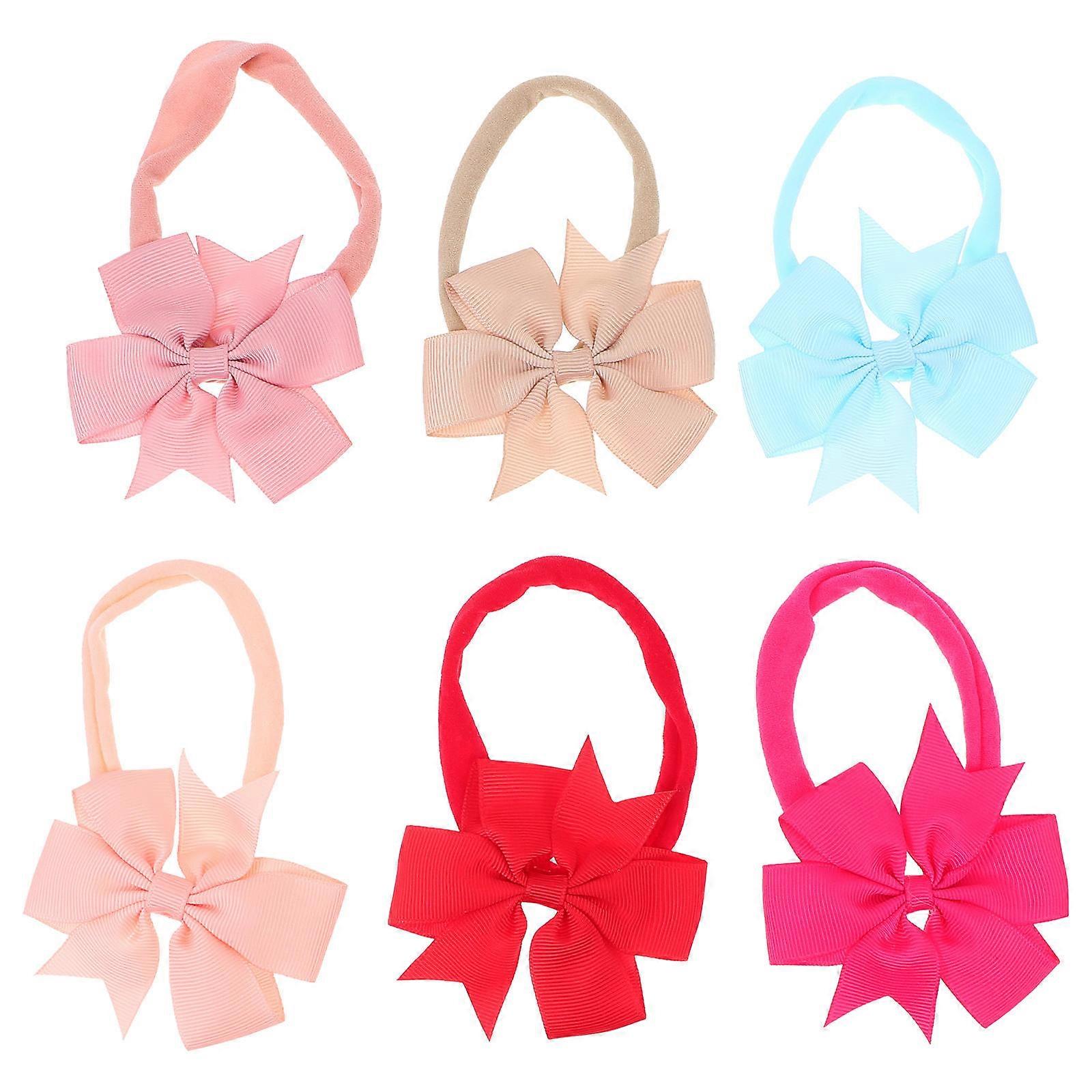 Bowknot Hair Accessories 6Pcs For Children Daily Use Assorted Color Elastic Hair Band