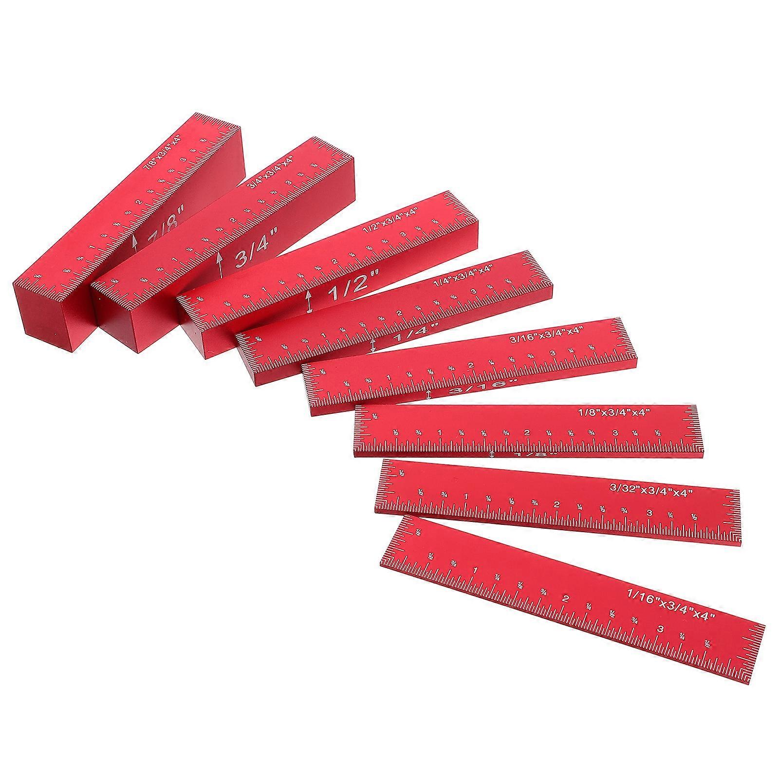 8pcs Aluminum Alloy Measuring Blocks Set for Woodworking – Height Gauges, Router & Table Setup Tools