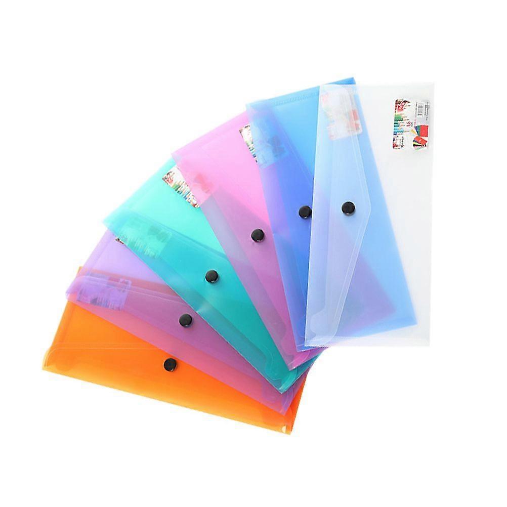 6pcs Plastic Document Folder Clear Document Envelope Folder with Snap Button Durable Storage Folder Organizer for School (Random Color)