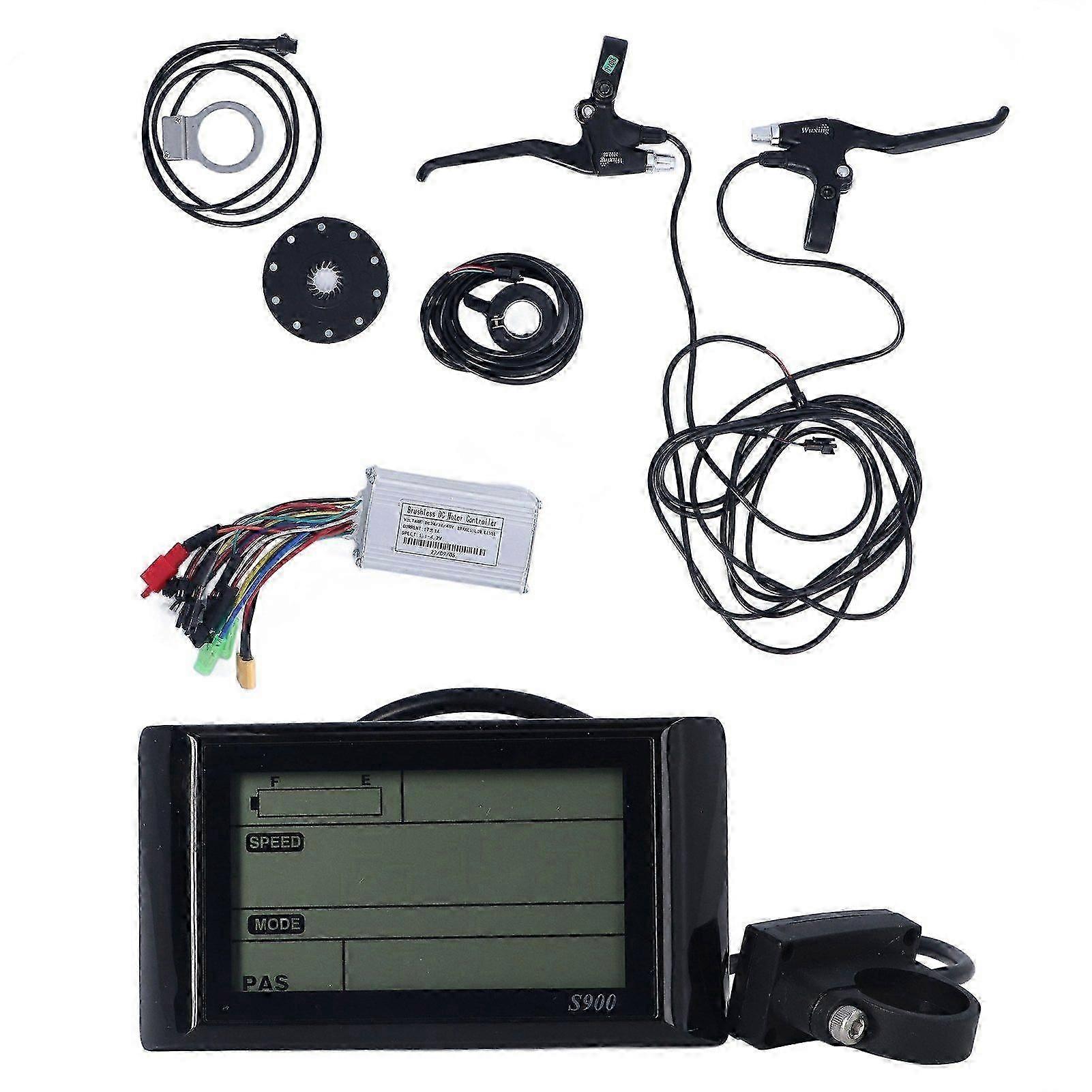 Electric Bike Motor Controller Panel Kit S900 Panel 17A 3 Modes Controller Thumb Throttle Brake Handle Kit for 350W Motor