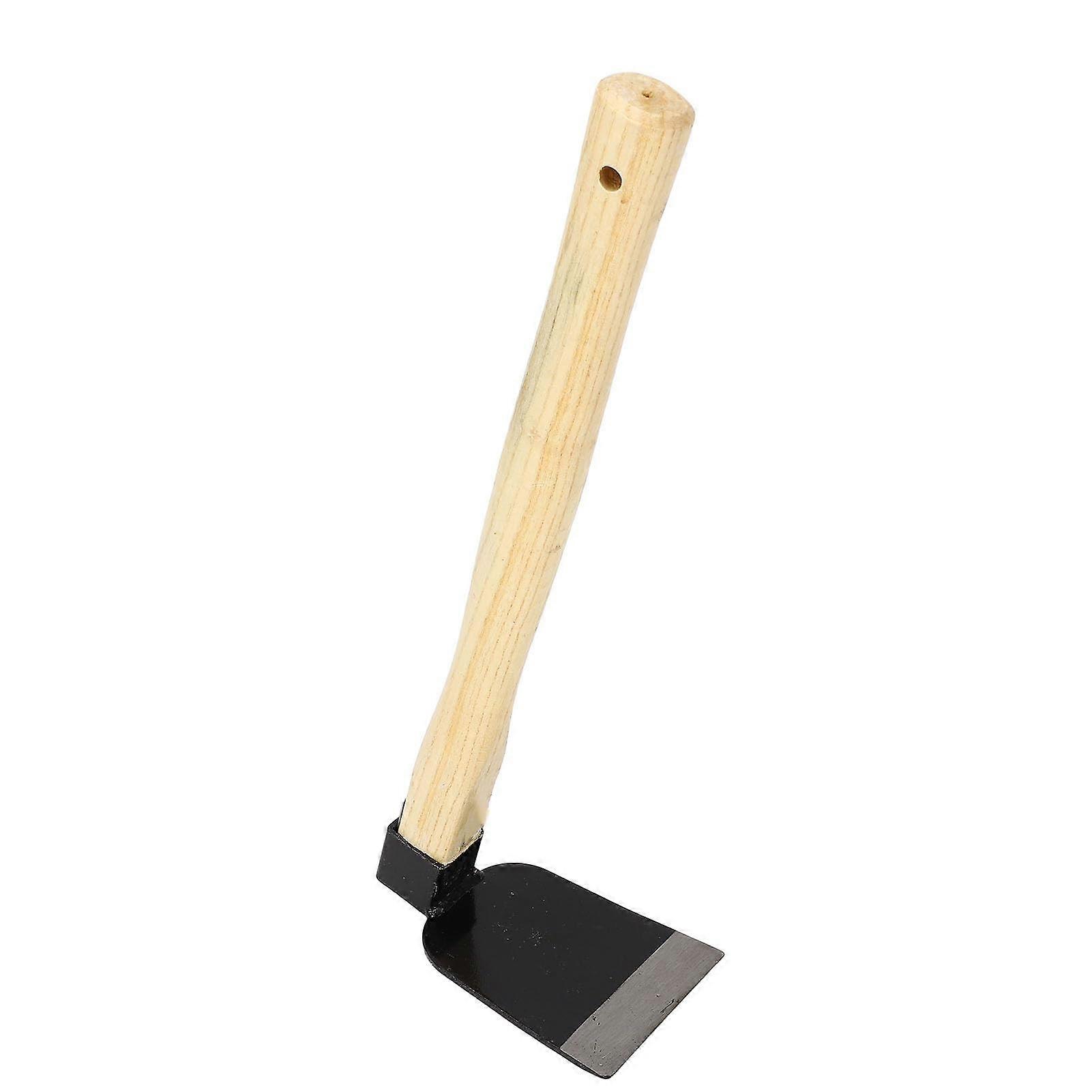 Ergonomic Hand Hoe with Wooden Handle, Lightweight Carbon Steel Weeding Tool for Home and Beach Activities, Circular Ring Design