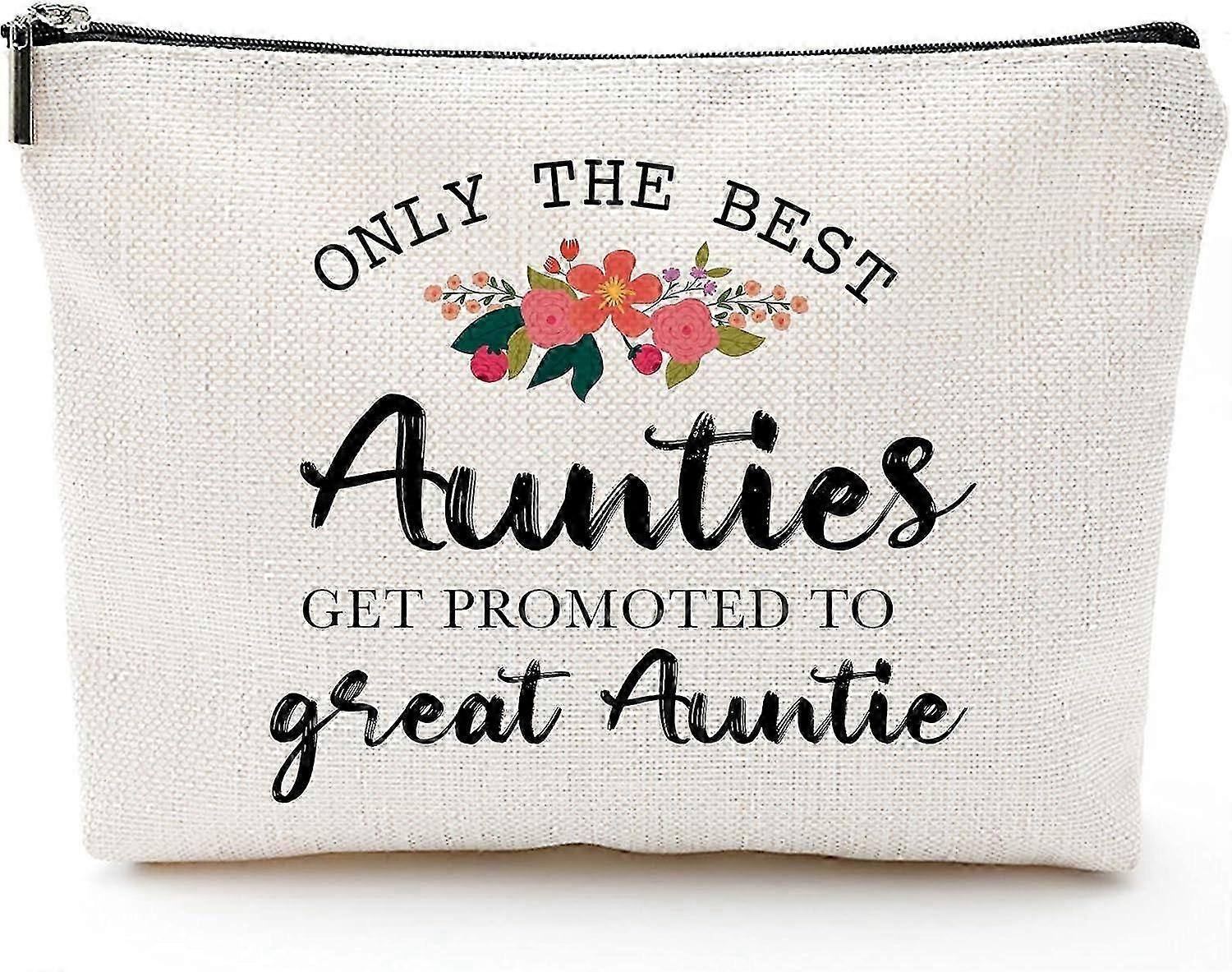 هدايا العمة المضحكة - حقيبة مكياج لأفضل العمات - تمت ترقيتها إلى العمة الكبرى - هدية لابنة أخت وابن أخ - حقيبة مقبض يونيكورن