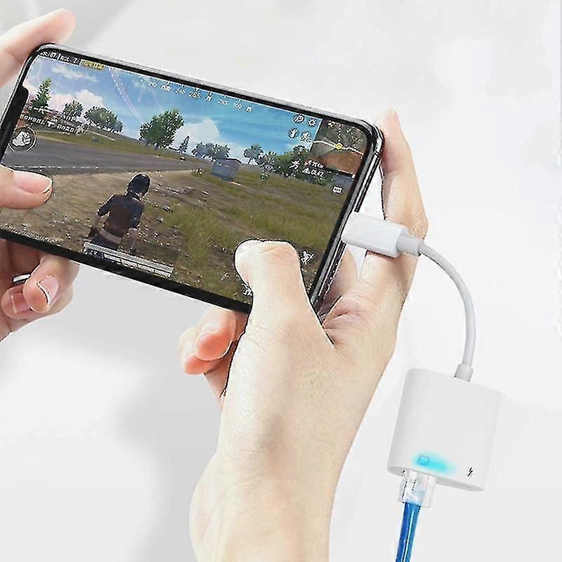 Lightning-auf-RJ45-Ethernet-Adapter mit Ladeanschluss für iPhone/iPad, 100 Mbit/s