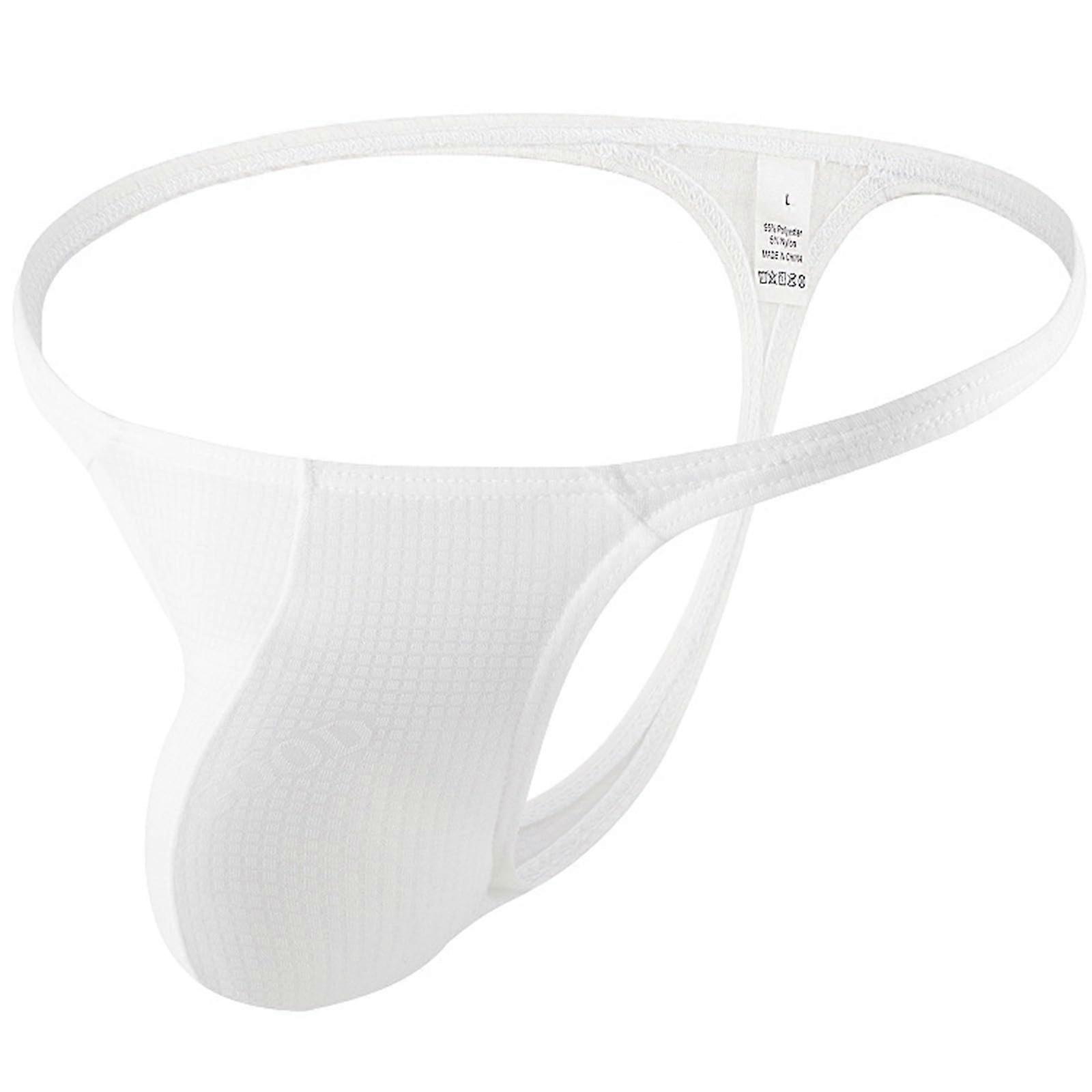 Herren-Tangas Men's Thong Underwear, Low Rise G-String, Bulge Pouch Design, White, Size XL