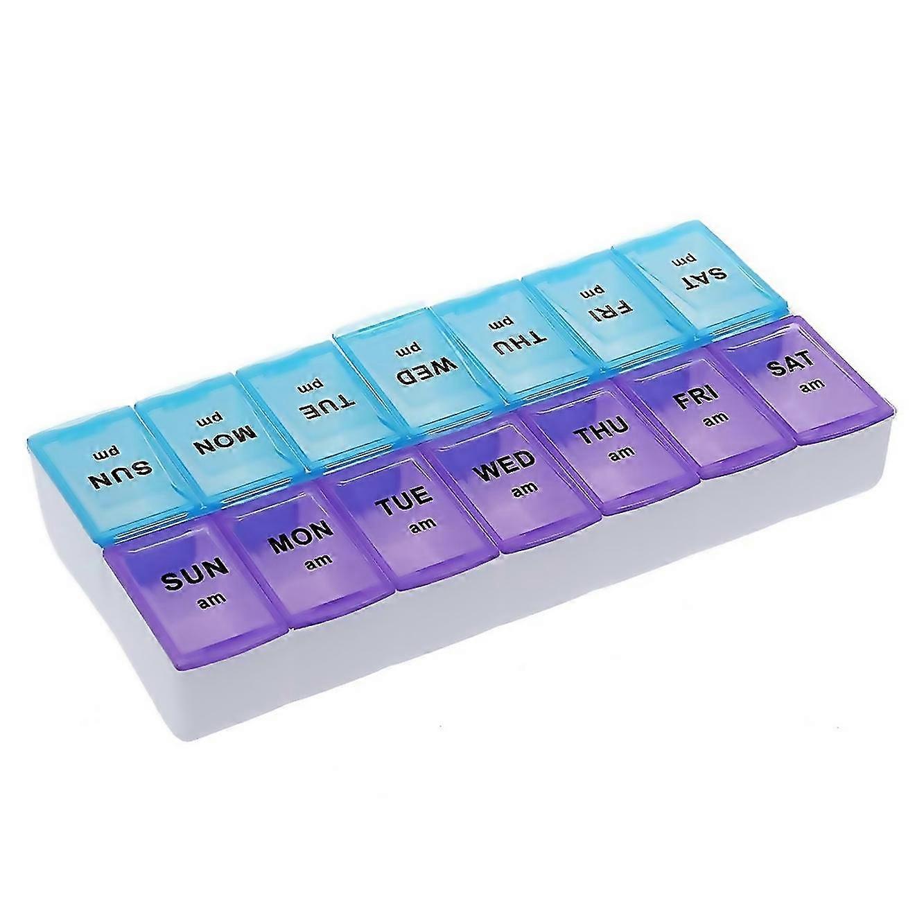 For seven day am pm pill and tablet storage box with 14 compartments