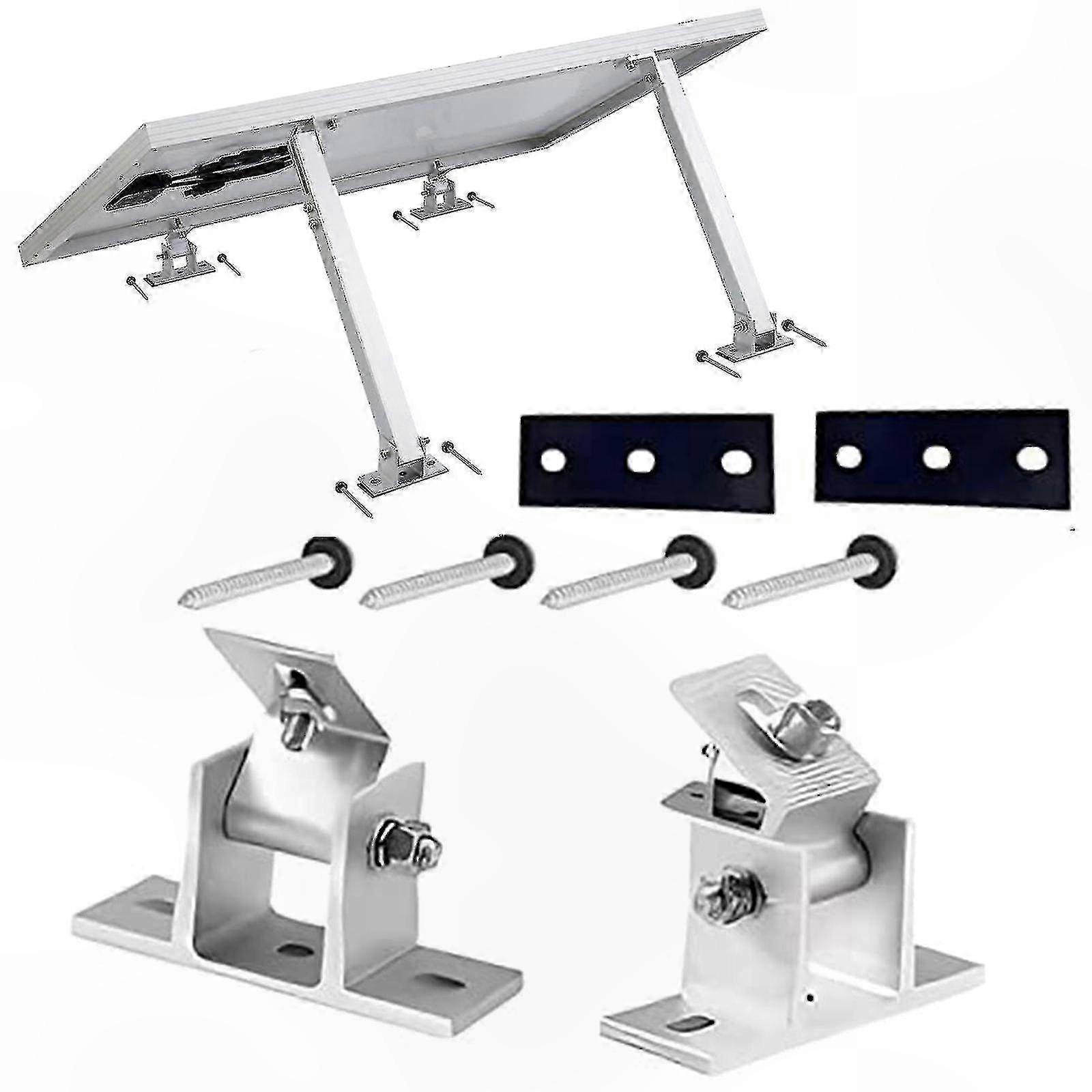 Adjustable Solar Panel Mounting Kit for Flat Roofs with End Clamps and Angle Adjustment 0-60 Degrees