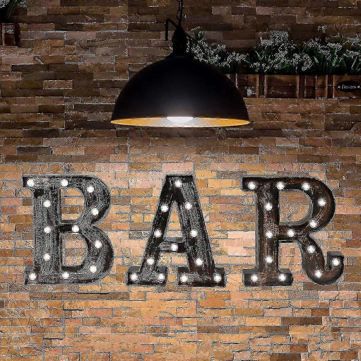 Enseigne de bar industrielle vintage décorative à led lumineuses Lettres lumineuses Enseignes de bar de chapiteau - Lettres lumineuses noires Décor de bar éclairé (23,03 po x 8,66 po 