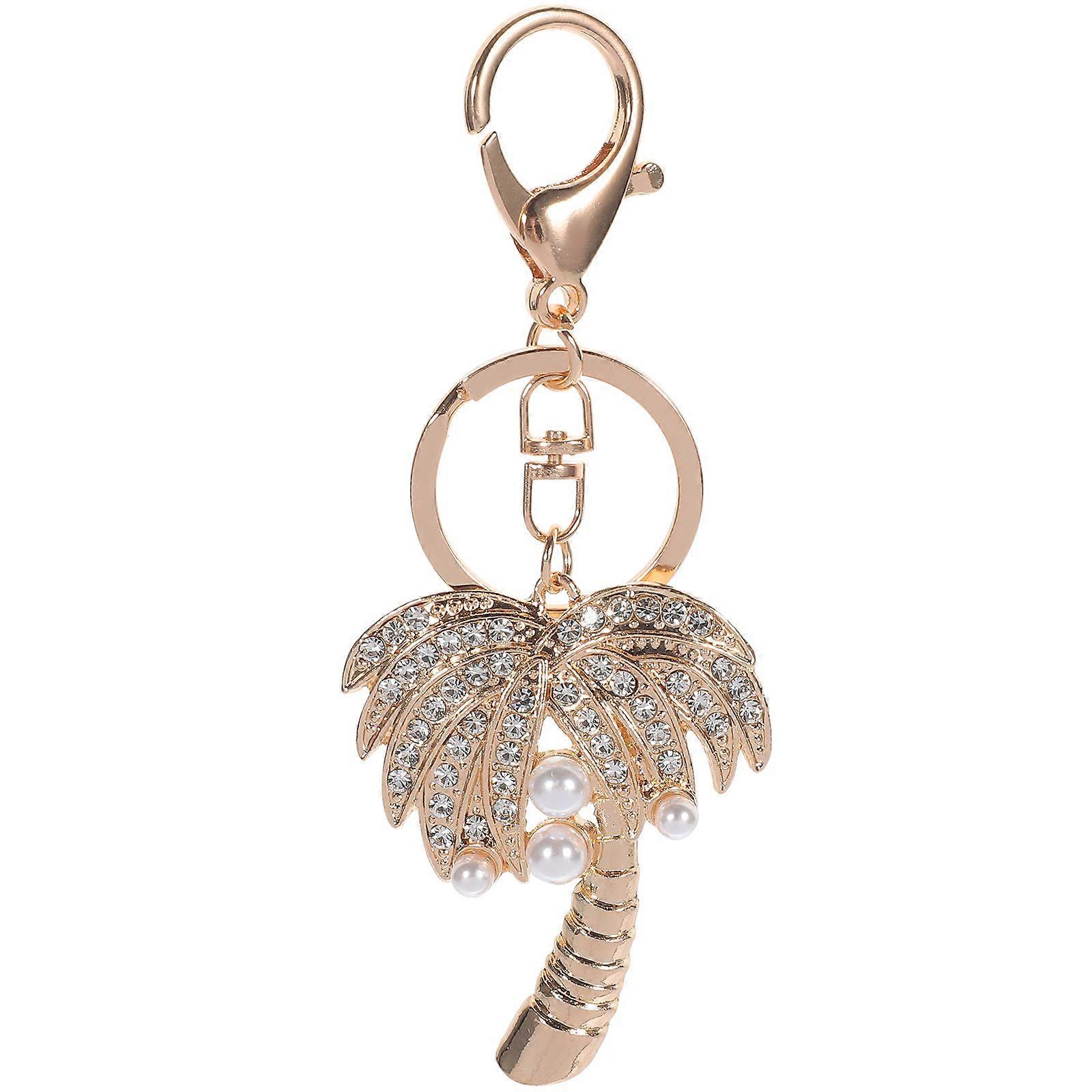 Backpack Keychain Rhinestone Palm Tree Keychain Key Ring Bag Pendant Key Chain Charm