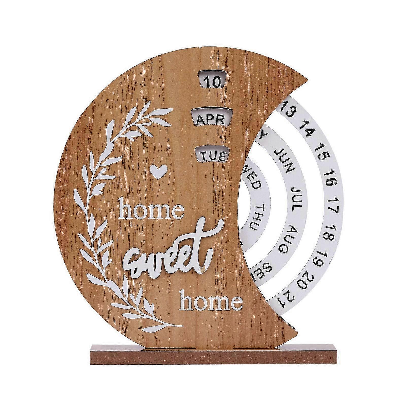 Unique Wood Permanent Calendar Moon Shape Rotatable Calendar Time Record Card for Adding a Romance Touch to Any RoomMoon model SZRH A-D