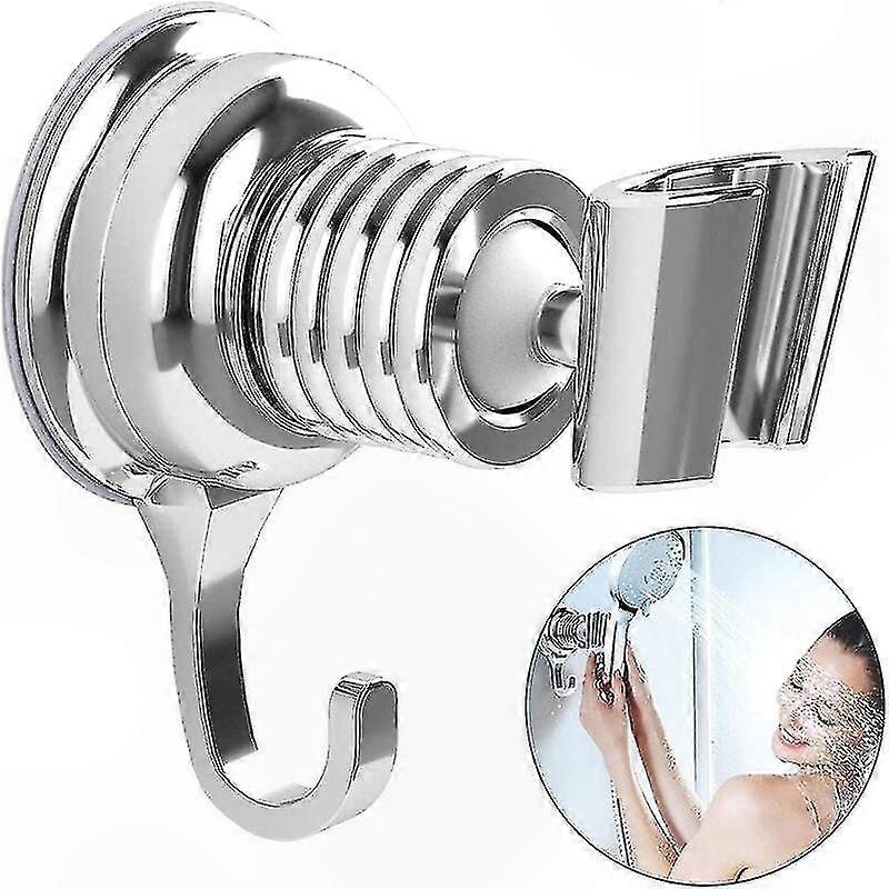 360° Adjustable Shower Head Holder with Suction Cup Wall Mount Removable Shower Accessory for Bathroom Use Flexible and Durable Chrome Finish Bracket