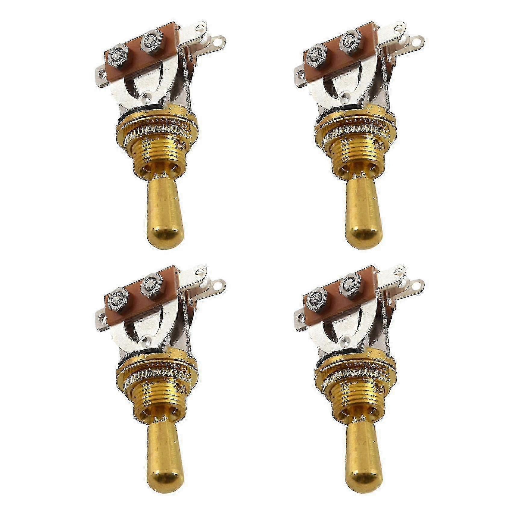 4x Gold Electric Guitar 3 Way Toggle Switch Pickup Selector Switch With Brass Tip Knob