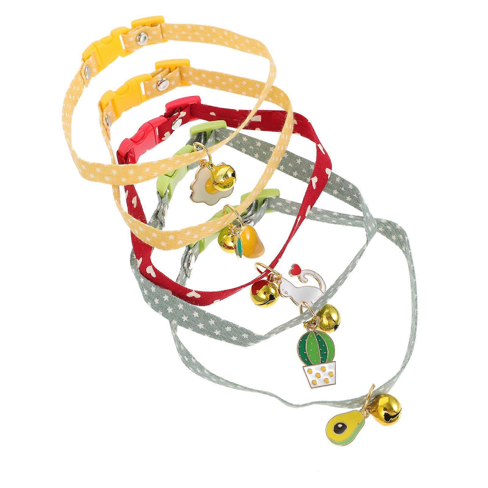 Breakaway Buckle Pet Collar Small Cat and Puppy Daily Use Durable Cotton Polyester 5Pcs