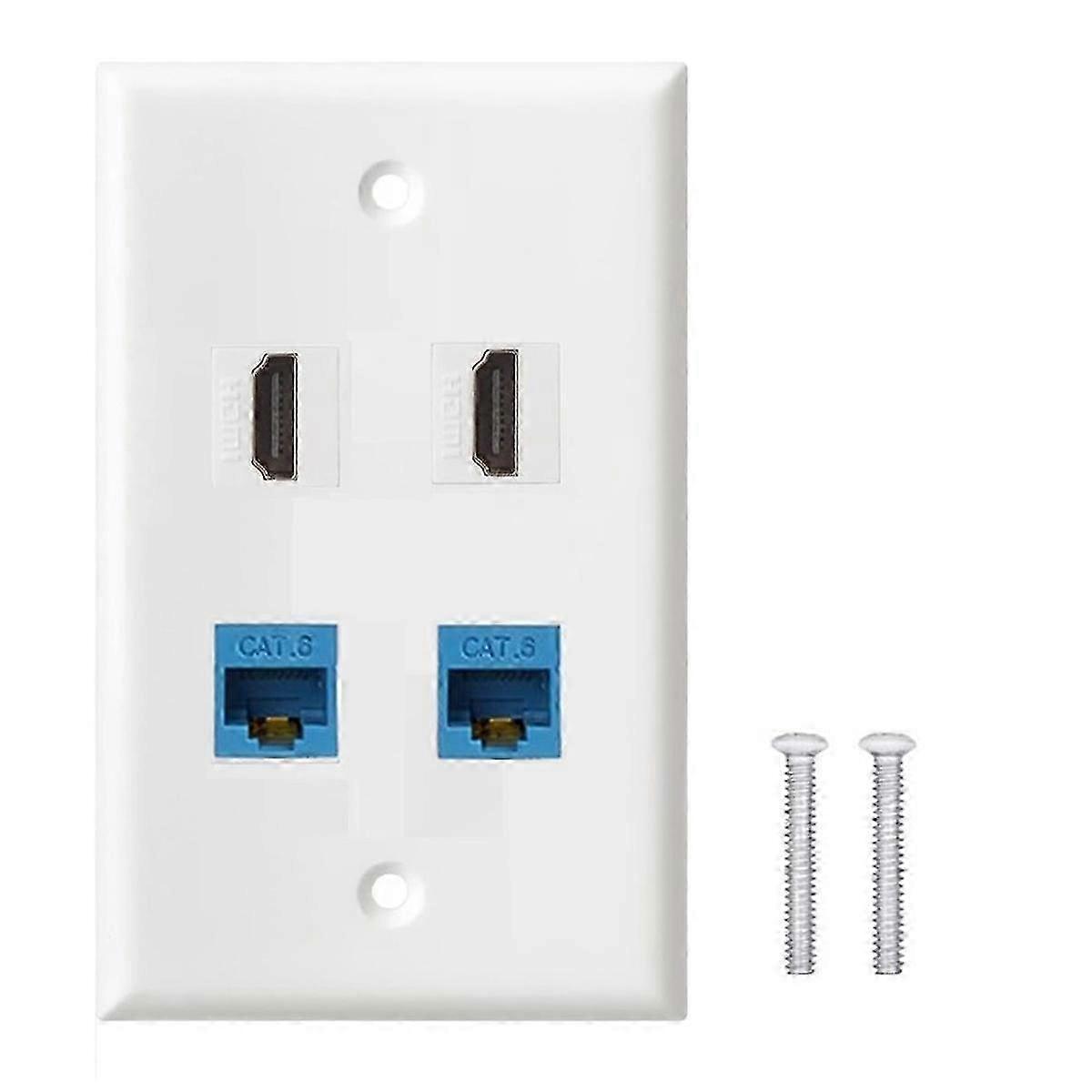 4-Port-Wandplatte mit Cat6-Ethernet-Buchse auf -Buchse - 2-Port-kompatible Wandplatte