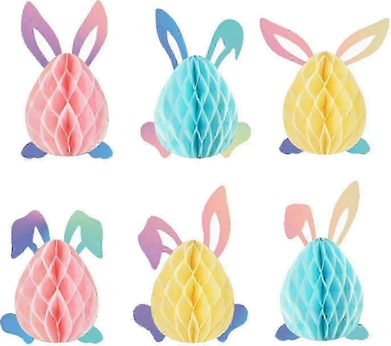6Pcs Easter Party Paper Plates, Egg Shaped Disposable Tableware for Spring Decorations & Celebrations