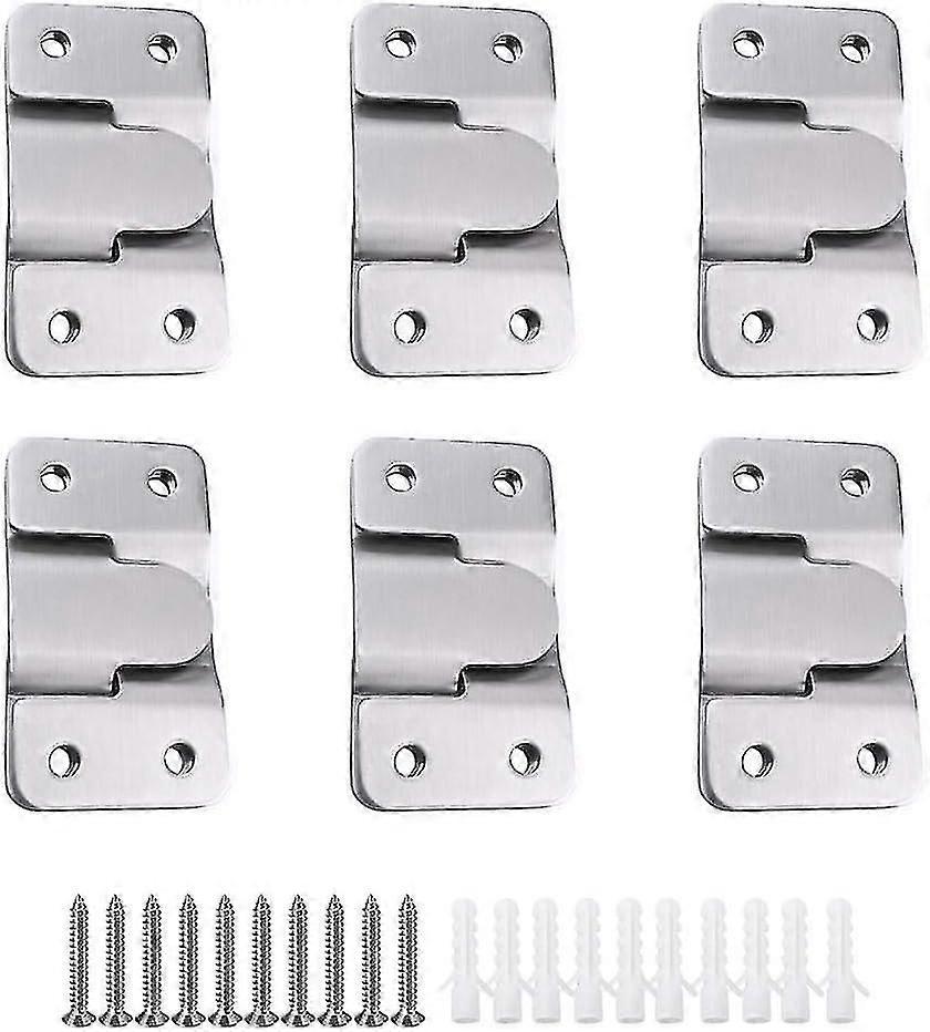 Pairs [12 Pack] Embedded Concealed Mounting Bracket Interlock Hanging Buckle Stainless Steel Wall Hardware For Hanging Picture Mirror Frame Backsplash