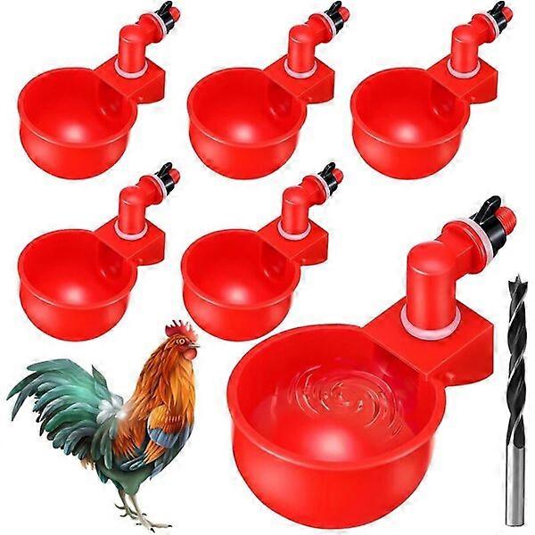 Chicken drinking waterer set, 6 pieces, suitable for a variety of poultry