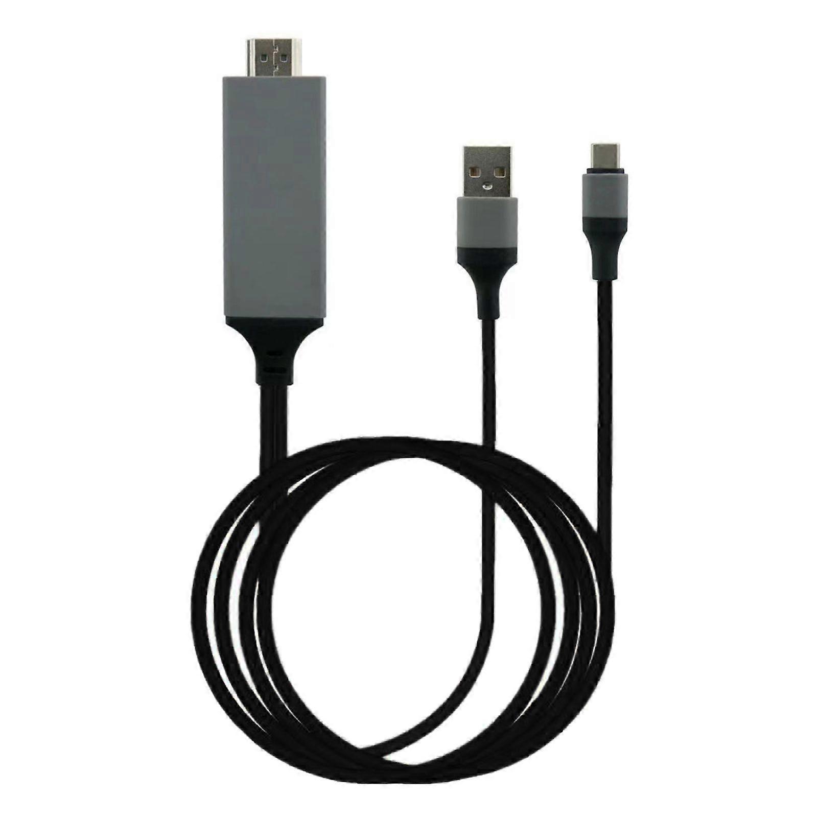 Adapter Cable Type C to High Definition Multimedia Interface Cable Adapter PVC Copper for Phone Laptop Black
