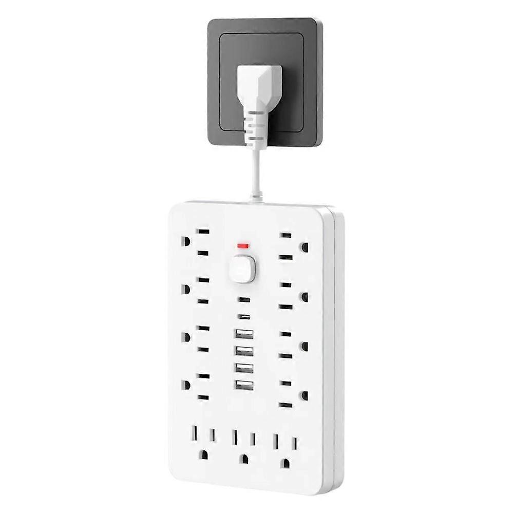 17-in-1 USB Power Strip with 6 Fast Charging Ports, Surge Protection, Wall-Mountable & Slim Design