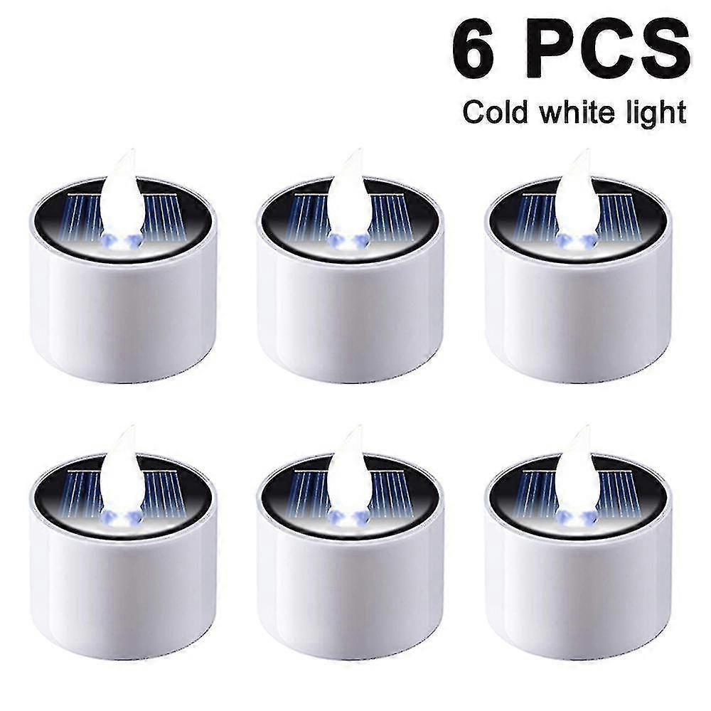6-Pack Solar Light Tea Light Candles - Rechargeable Electronic Solar LED Light Night Light - Flamele