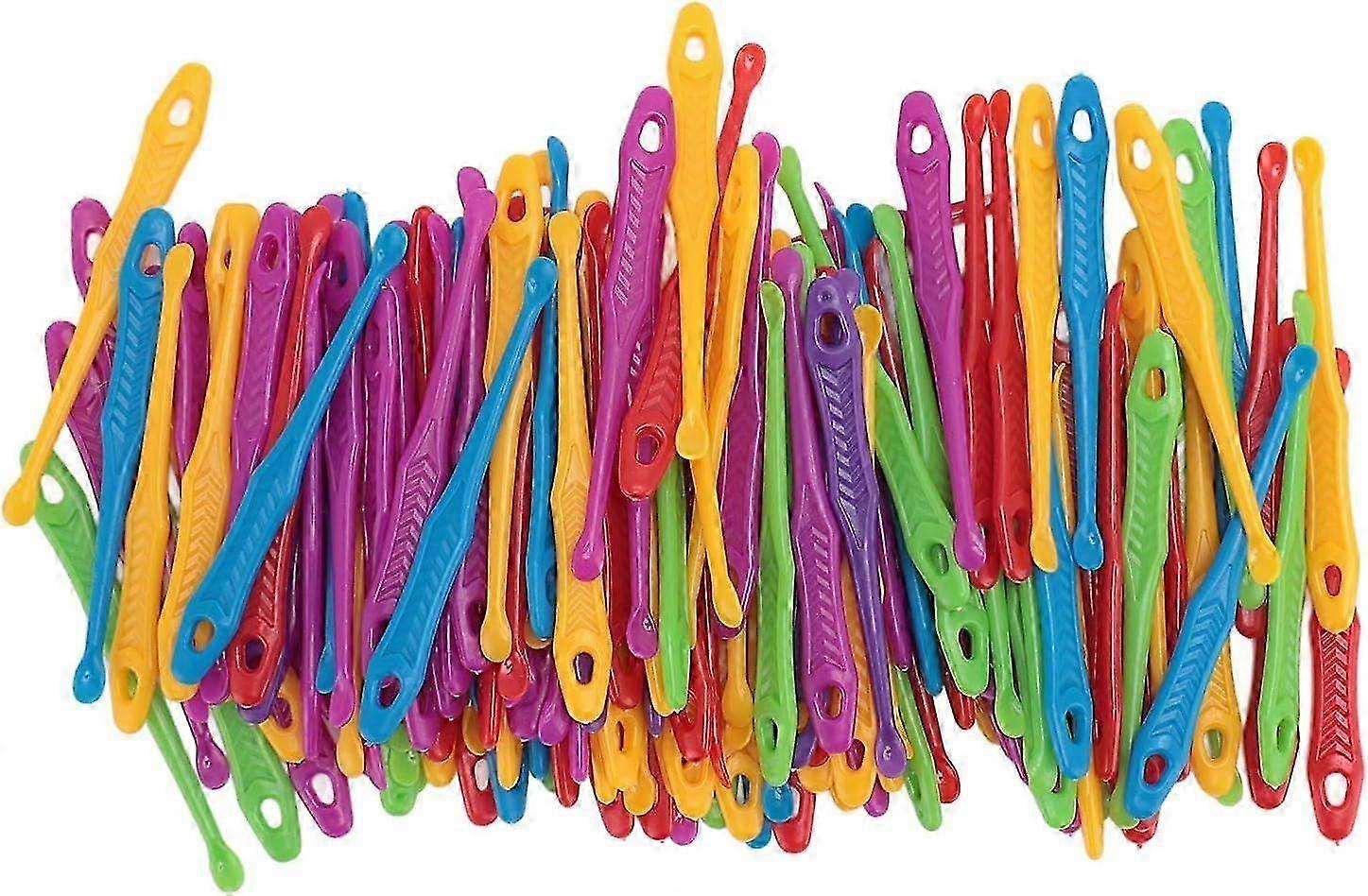 200Pcs Ergonomic Plastic Ear Wax Remover Tool with Keychain Hole Long Handle