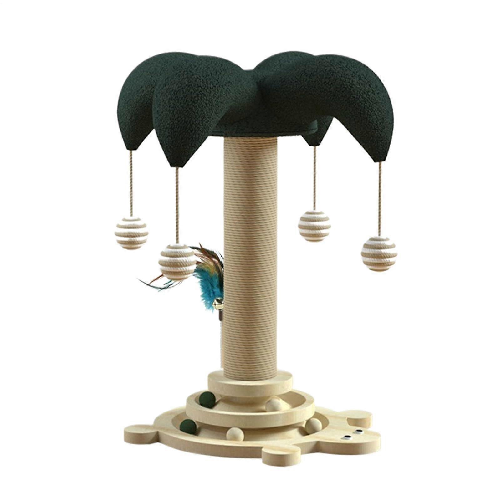 Cat Scratch Post Sisal Pole With Interactive Ball Track Turntable Toy For Climbing Relaxation Medium Breed Kitten