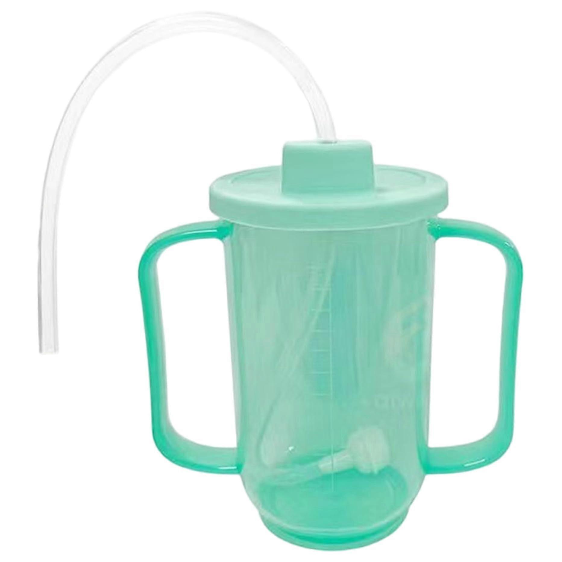 Adult Sippy Cup With Long Straw, 350 Ml Spillproof Senior Cup With Two Handles