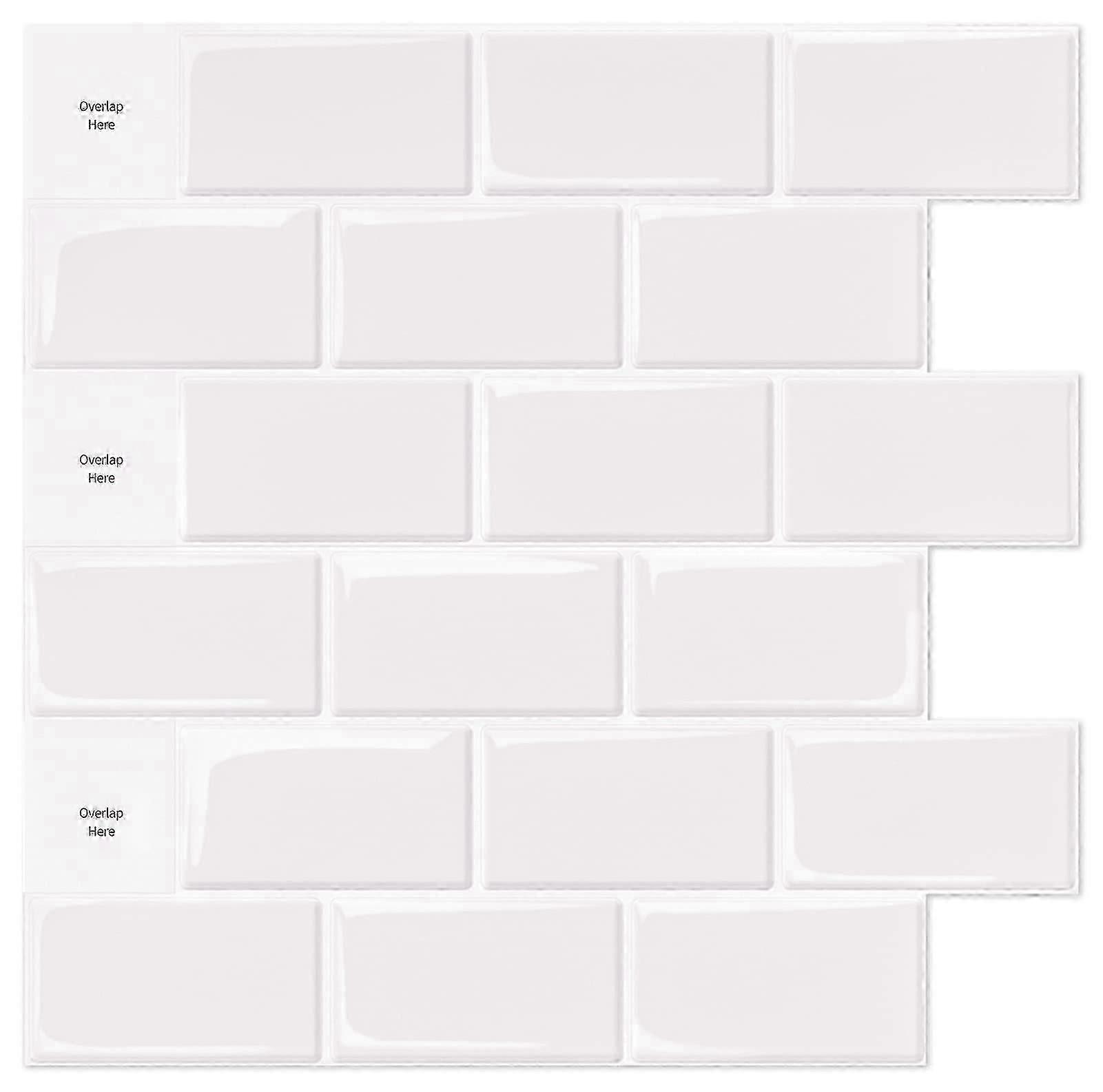 10 Adet Paketi, Beyaz Metro Kendinden Yapışkanlı Fayans, Yapışkan Backsplash Mutfak Banyosu, 3d Tuğla Vinil Yapışkanlı Kağıt, 30x30cm