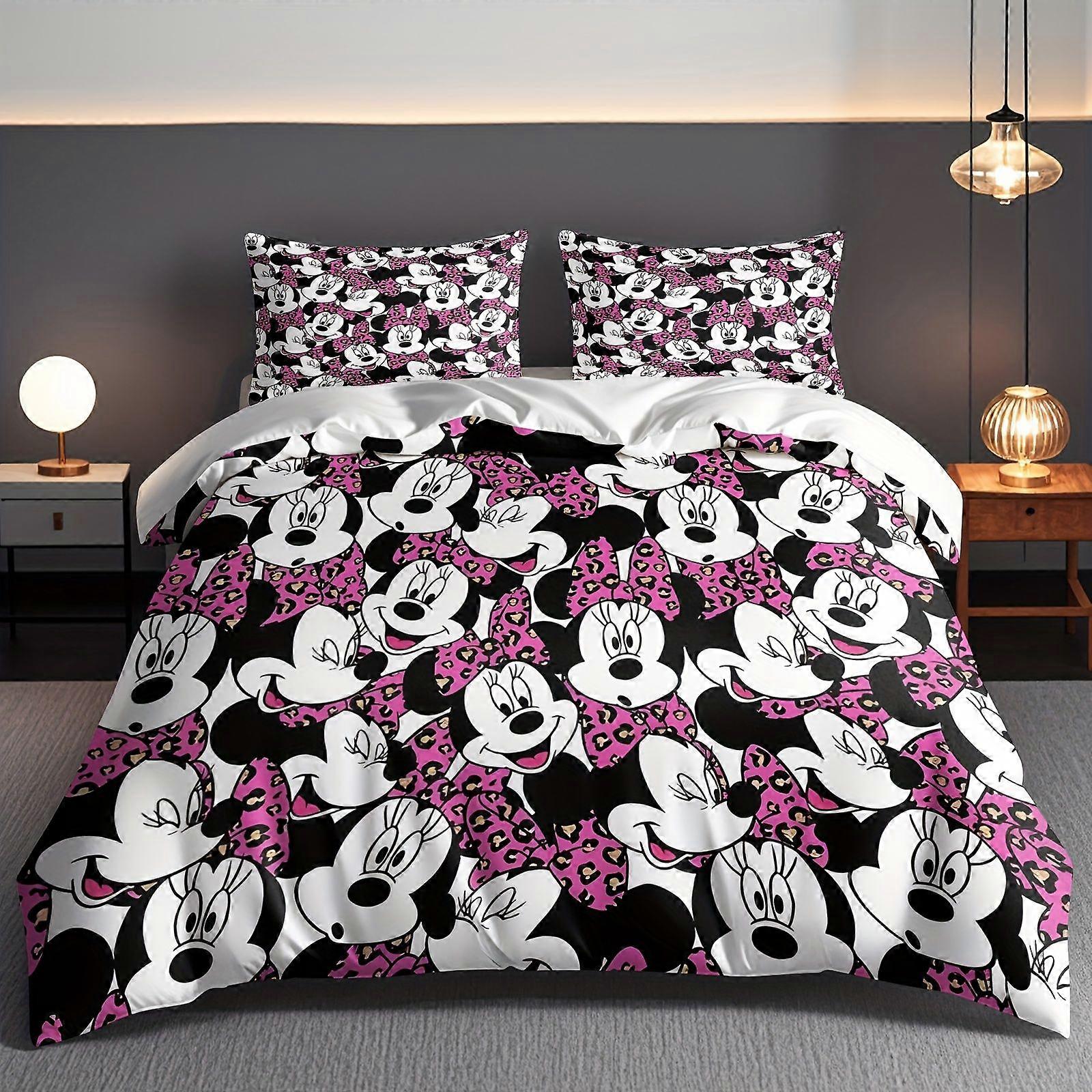TE1008 3pcs Mickey Mouse Cartoon Patterned bedding sets, quilt covers and pillowcases Student dormitory and travel goods All seasons Ligh